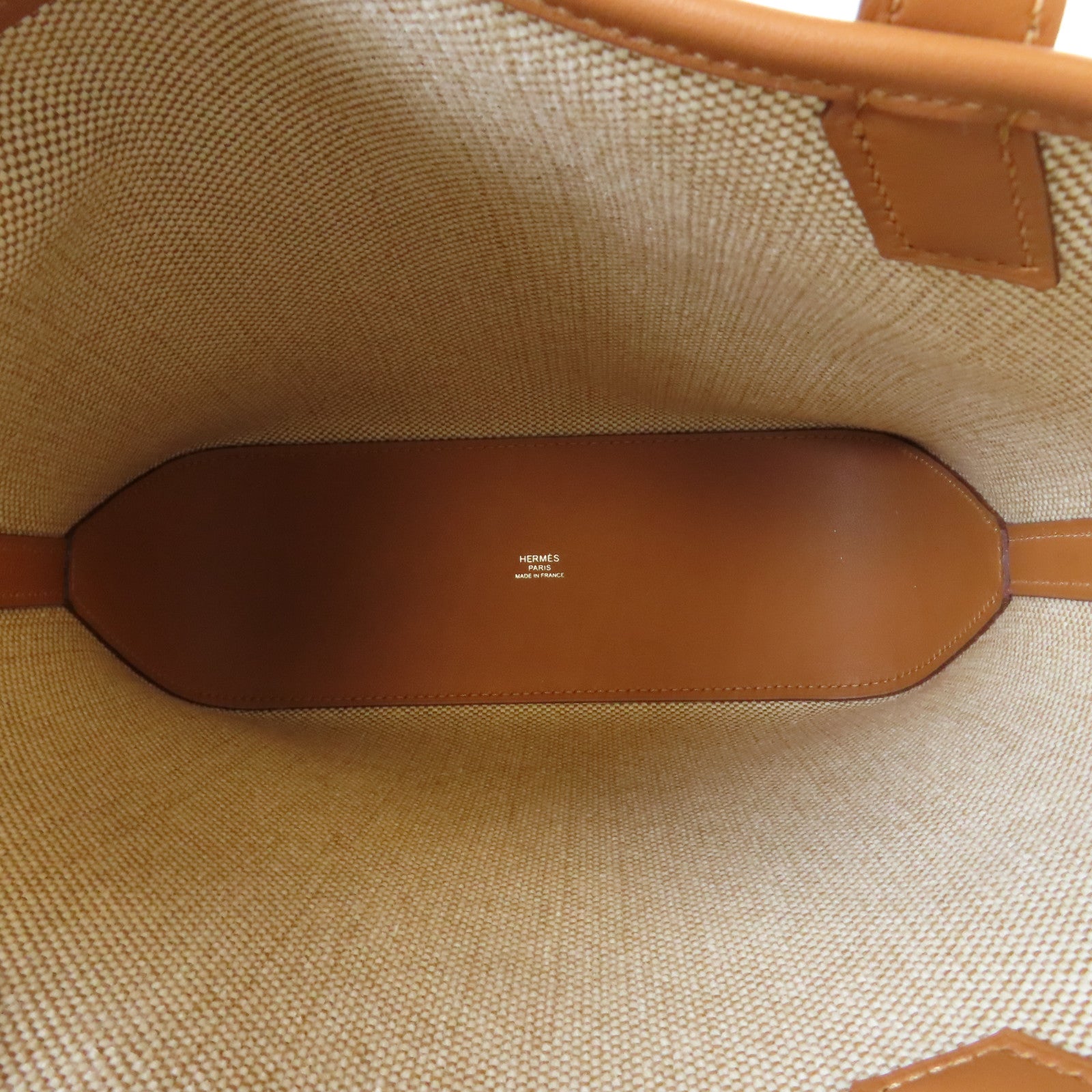 HERMES 帆布Cabas H 27手挽肩背兩用袋Gold經典駝色/米色