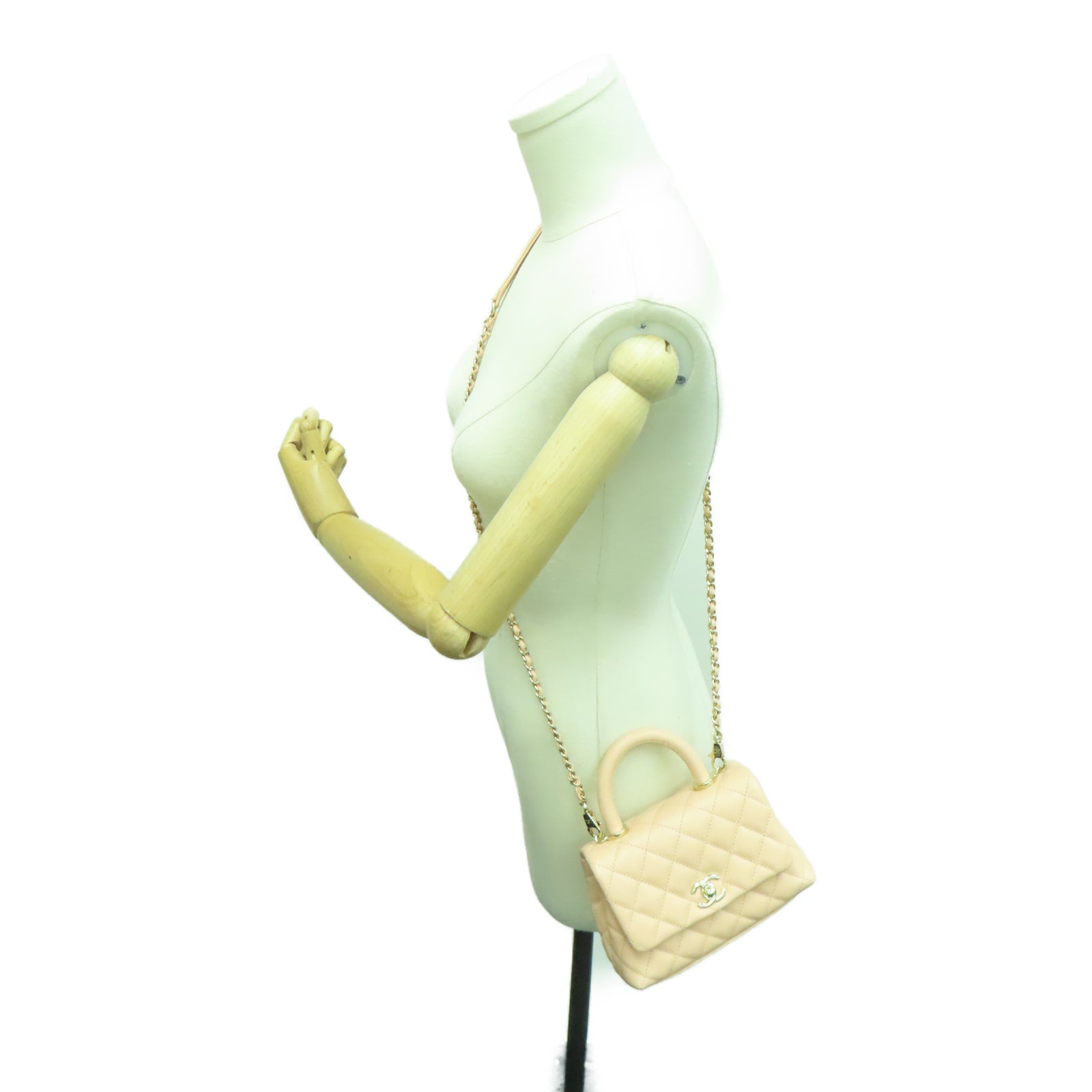 CHANEL 菱格牛皮皮革Chain Shoulder金扣链带肩背袋粉红色