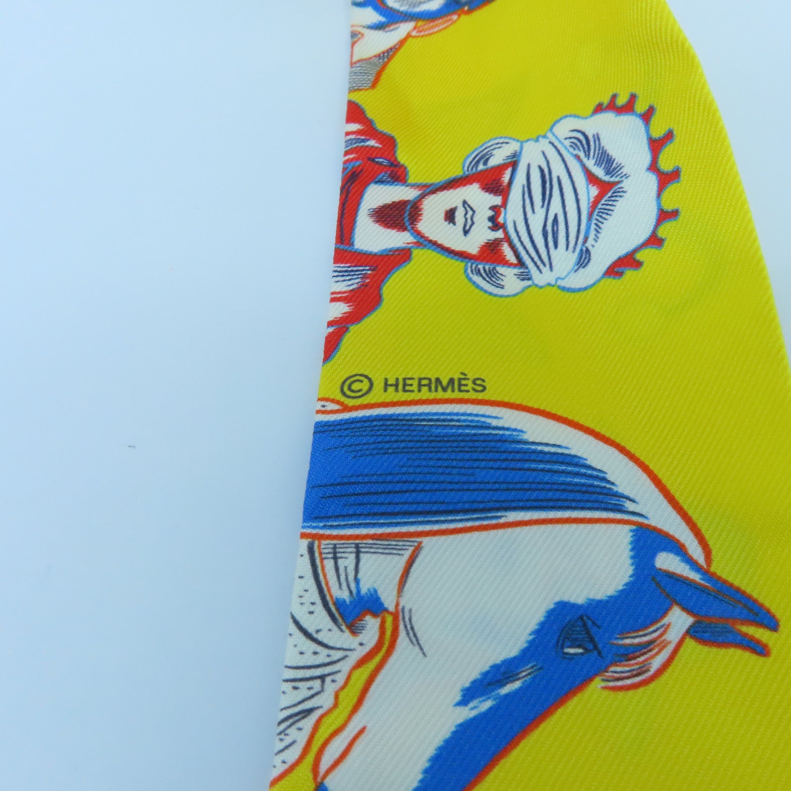 HERMES 絲質Twilly絲巾黃色/彩色