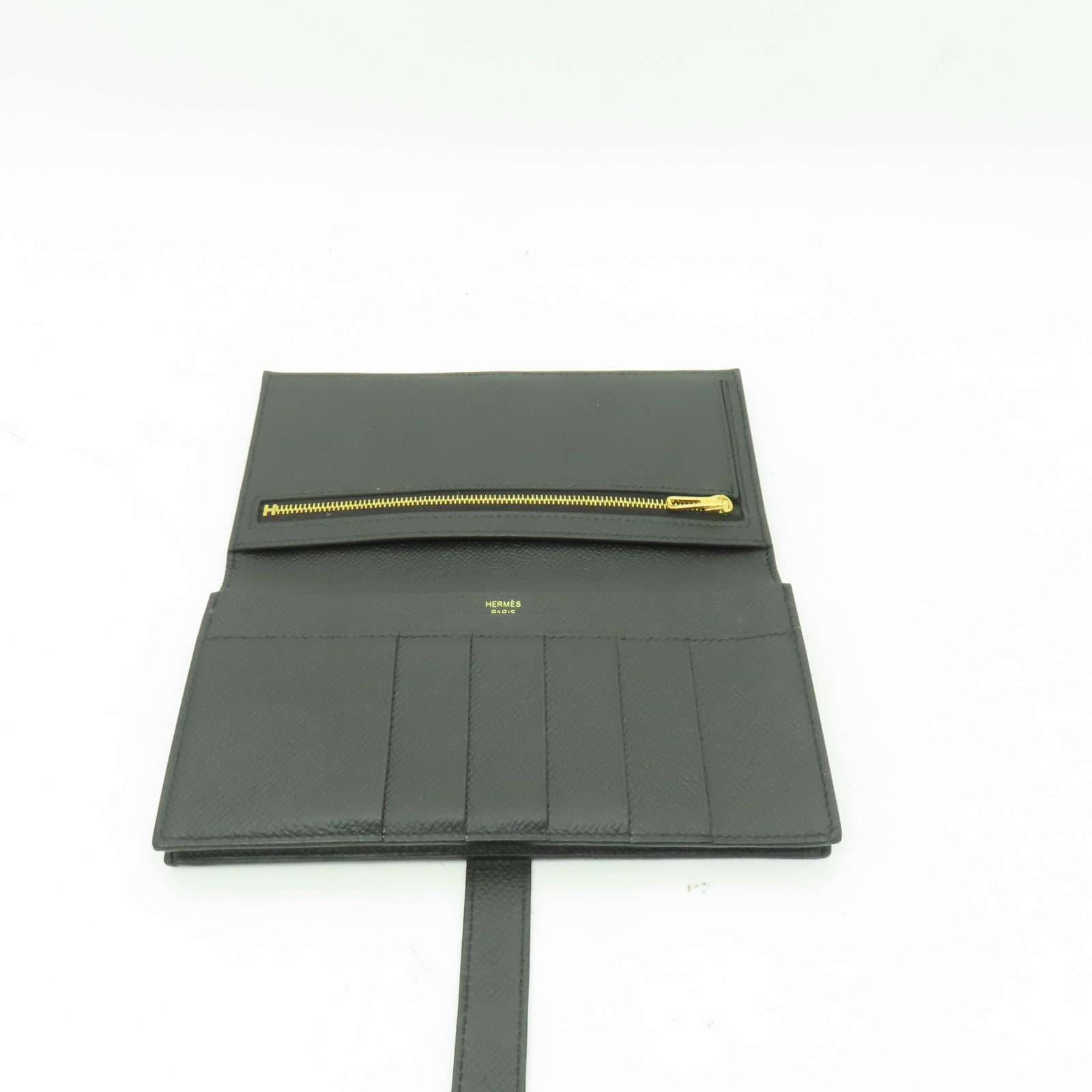 HERMES Epsom皮革Bearn Bi-fold金扣長錢包黑色