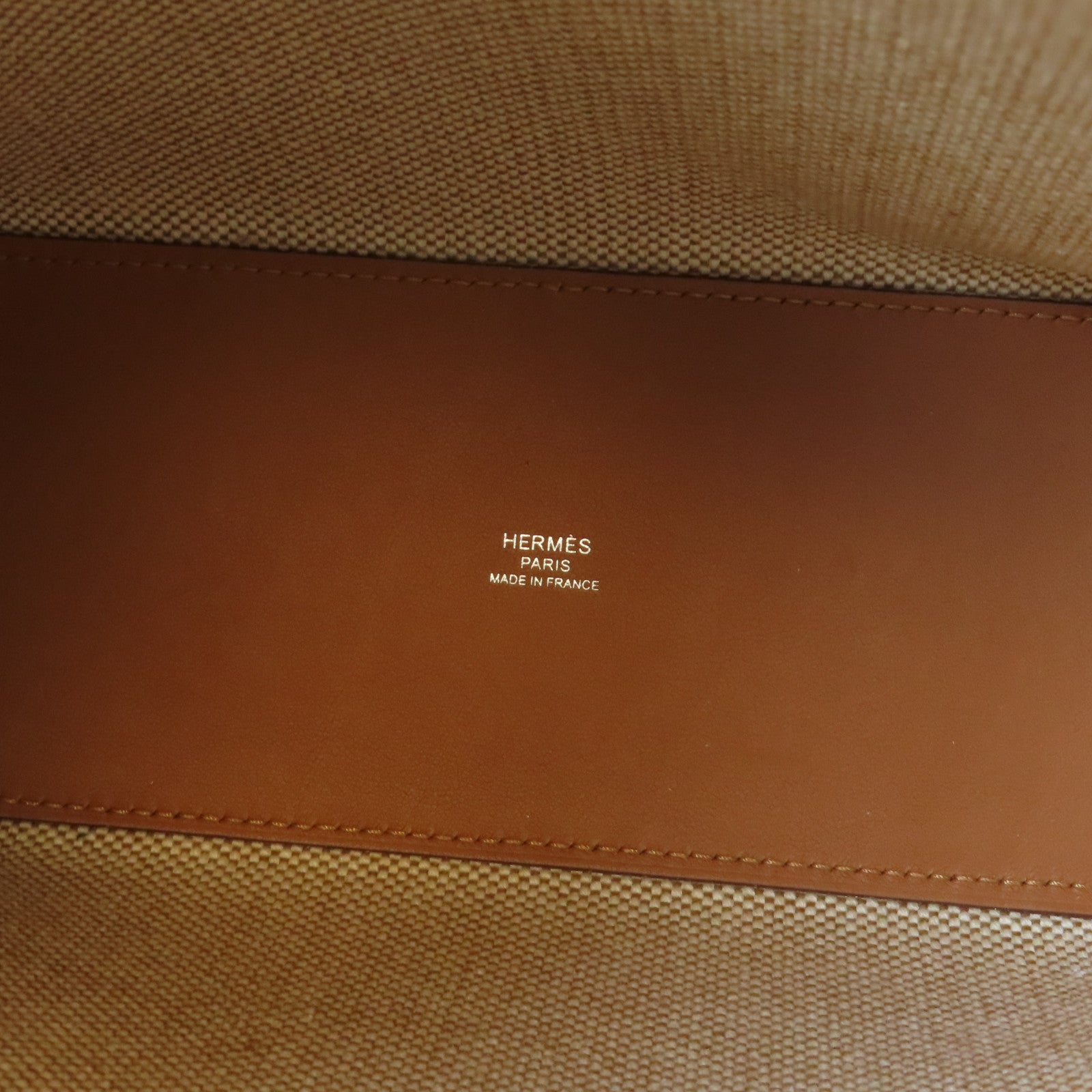HERMES 帆布Cabas H 27手挽肩背兩用袋Gold經典駝色/米色