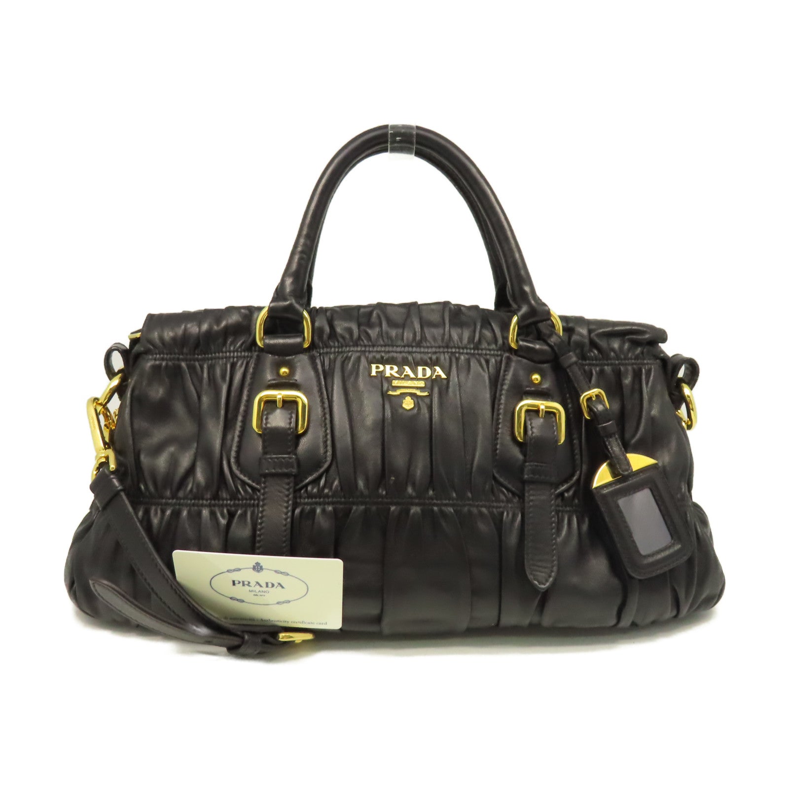 PRADA 羊皮皮革2Way Shoulder Bag手挽肩背兩用袋黑色