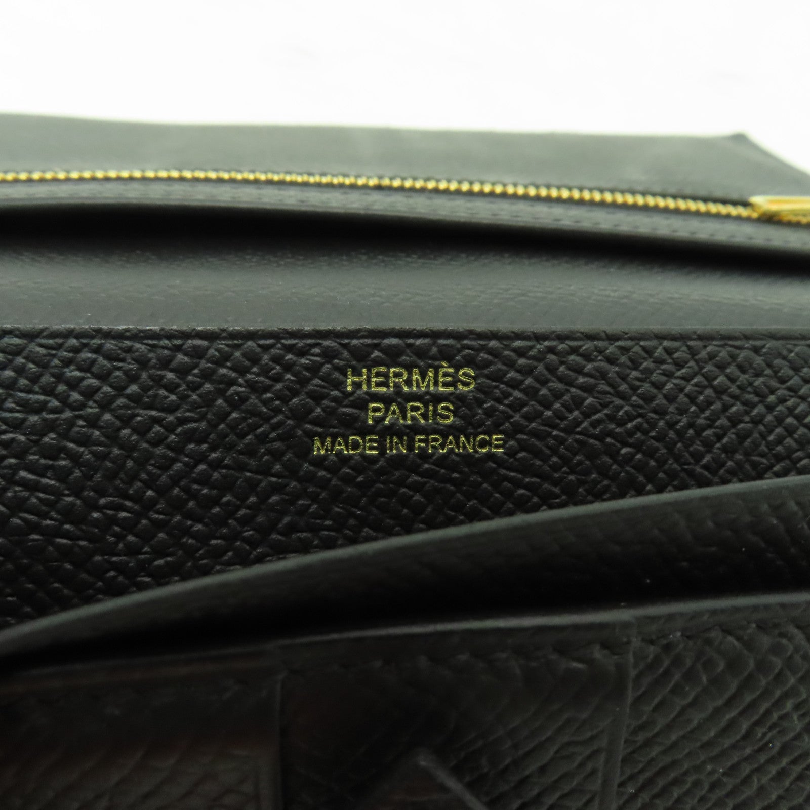 HERMES Epsom皮革Bearn Bi-fold金扣長錢包黑色