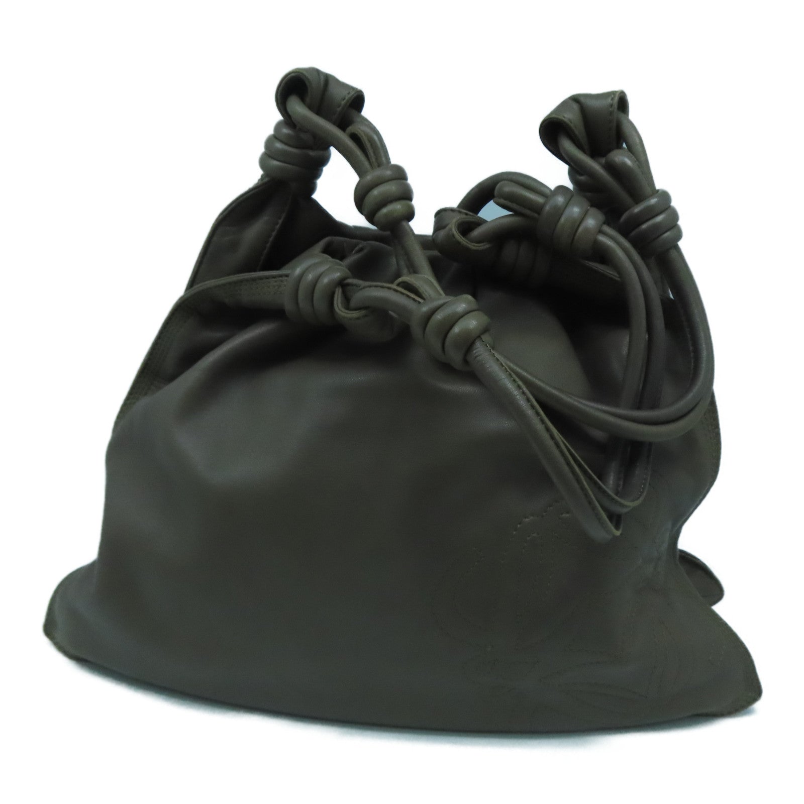 LOEWE 羊皮皮革Shoulder Bag銀扣肩背袋灰色