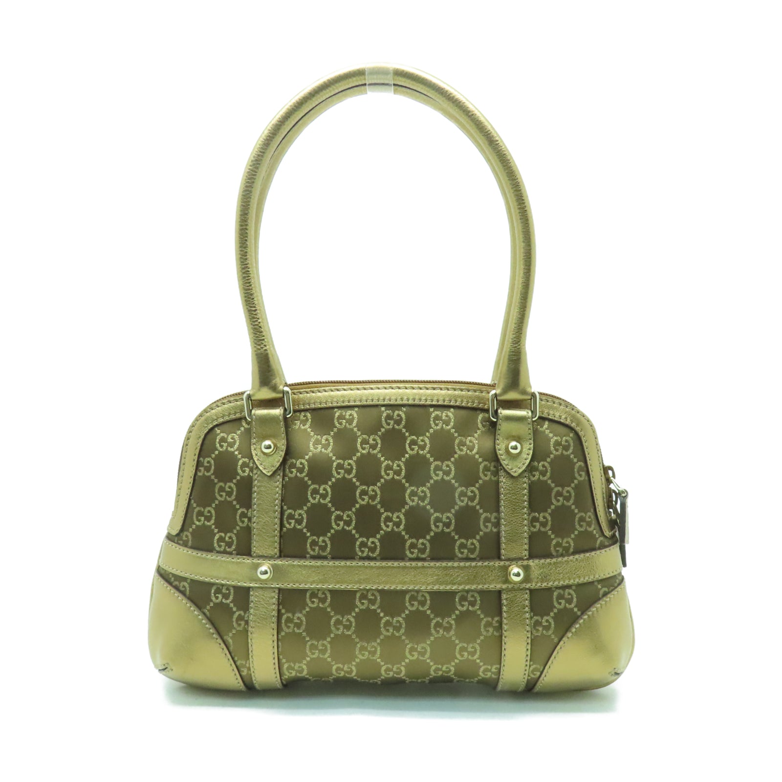GUCCI 帆布Shoulder Bag金扣肩背袋金色