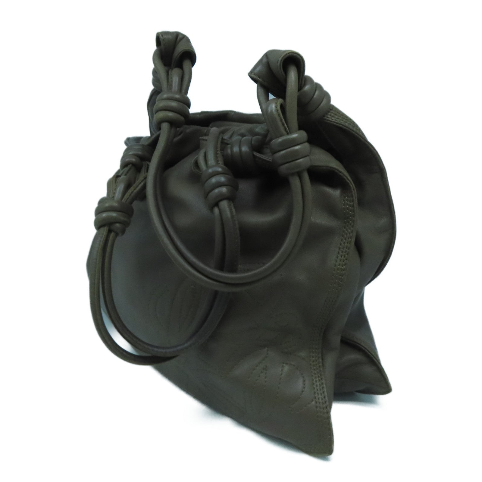 LOEWE 羊皮皮革Shoulder Bag銀扣肩背袋灰色