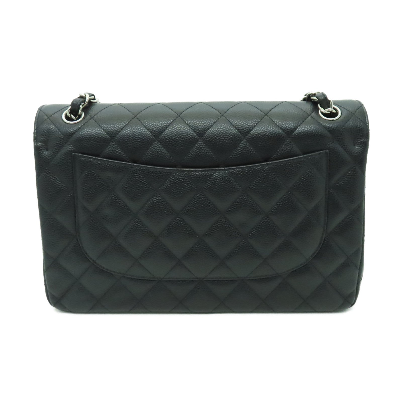 CHANEL 菱格Caviar皮革Classic 30銀扣鏈帶肩背袋黒色