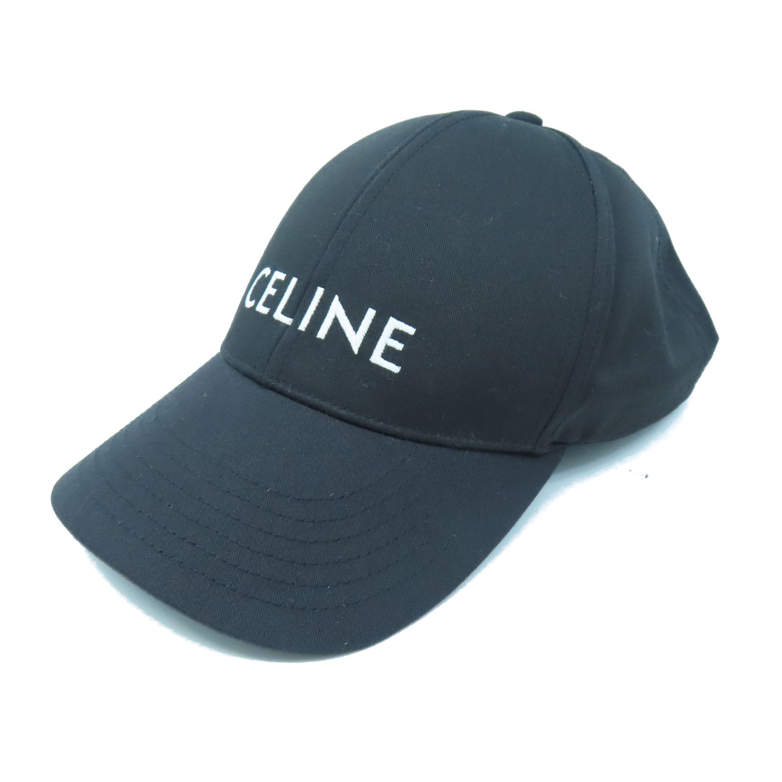 CELINE 绵质/聚酯纤维Hat金扣棒球帽黑色