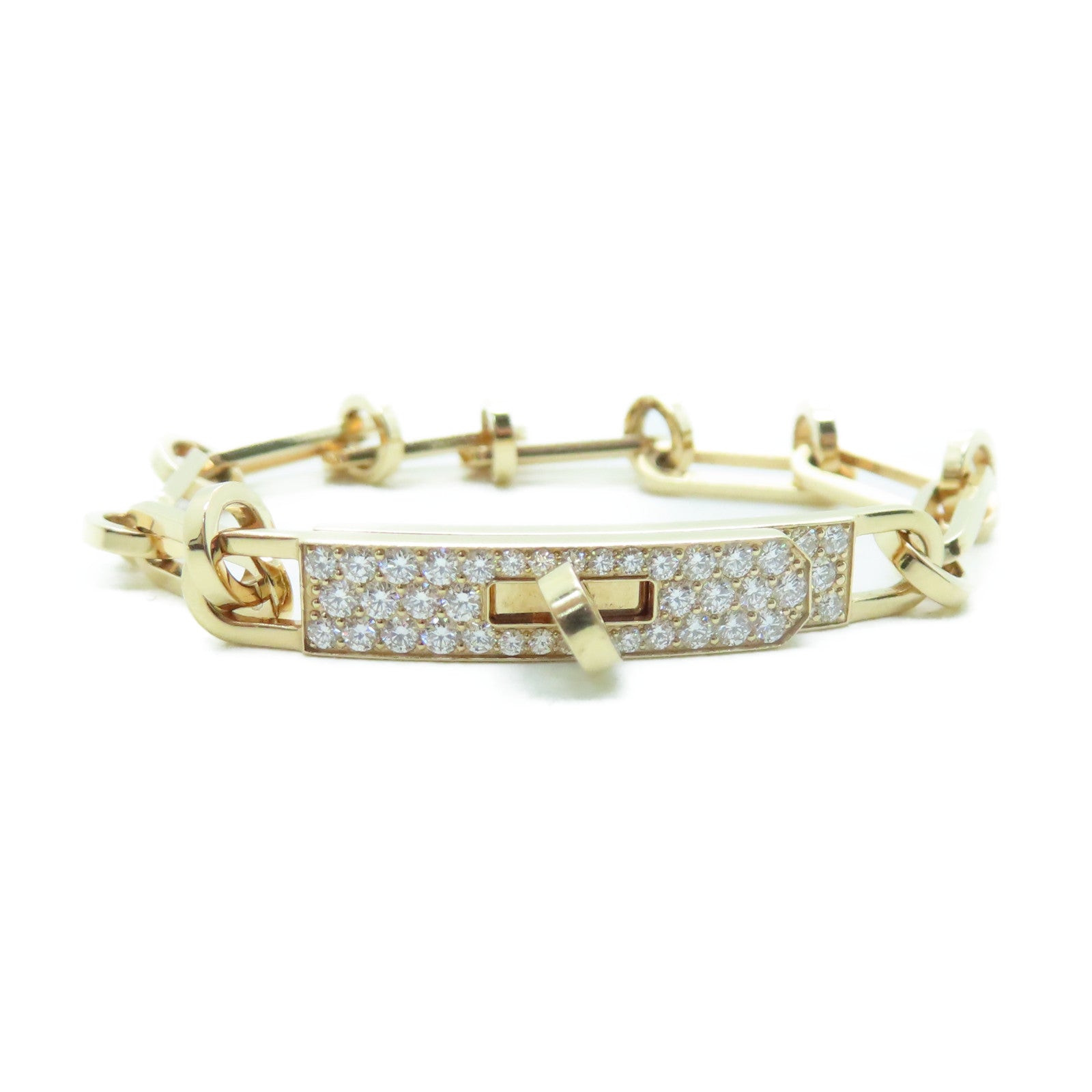 HERMES 18K玫瑰金Kelly Chaine Bracelet 0.62ct鑽石手環
