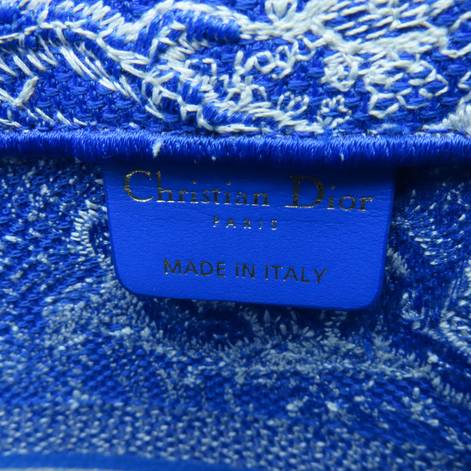 Dior Toile麻质Medium Dior Book Tote手挽袋蓝色/白色