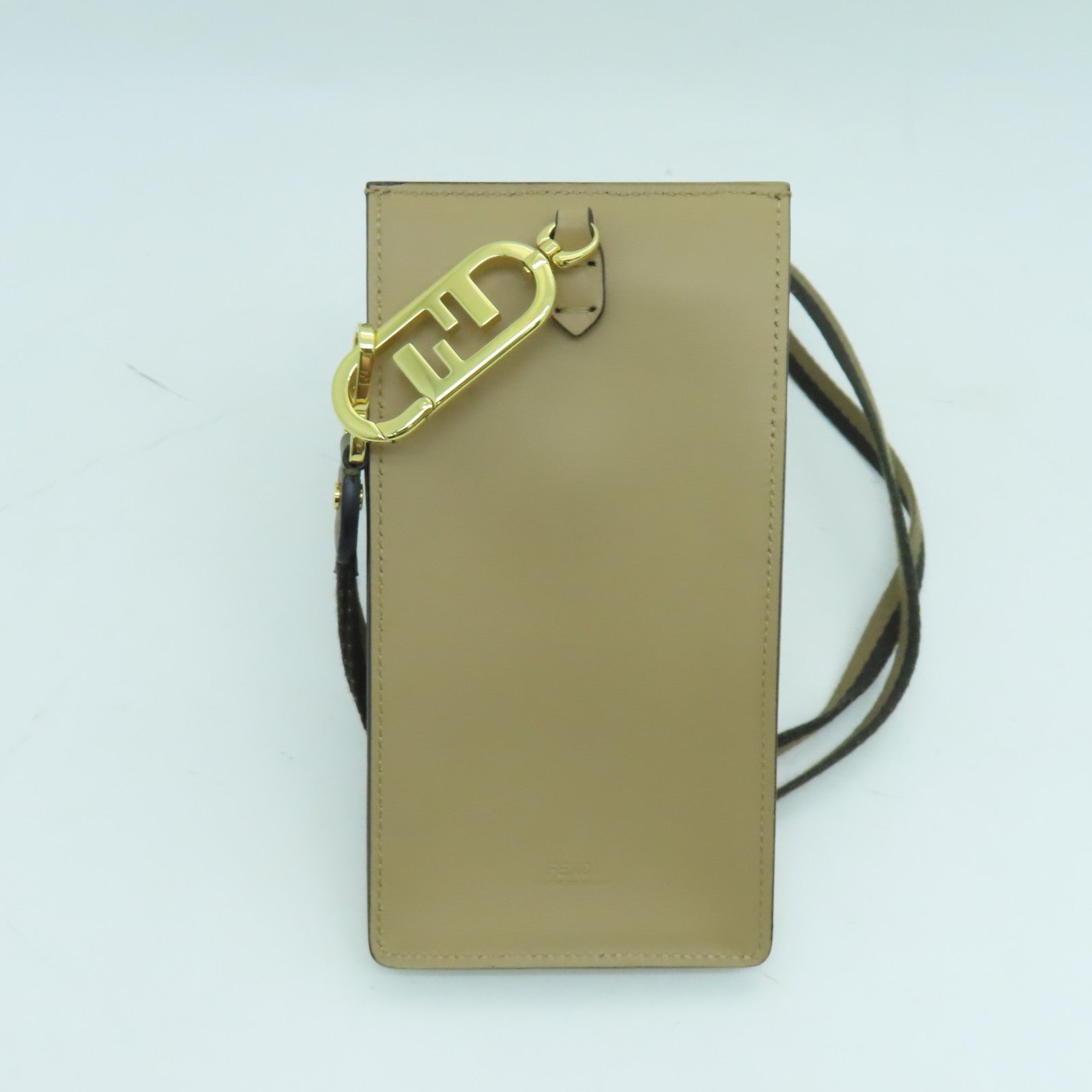 FENDI 帆布/皮革Phone Case金扣手機袋米色/彩色
