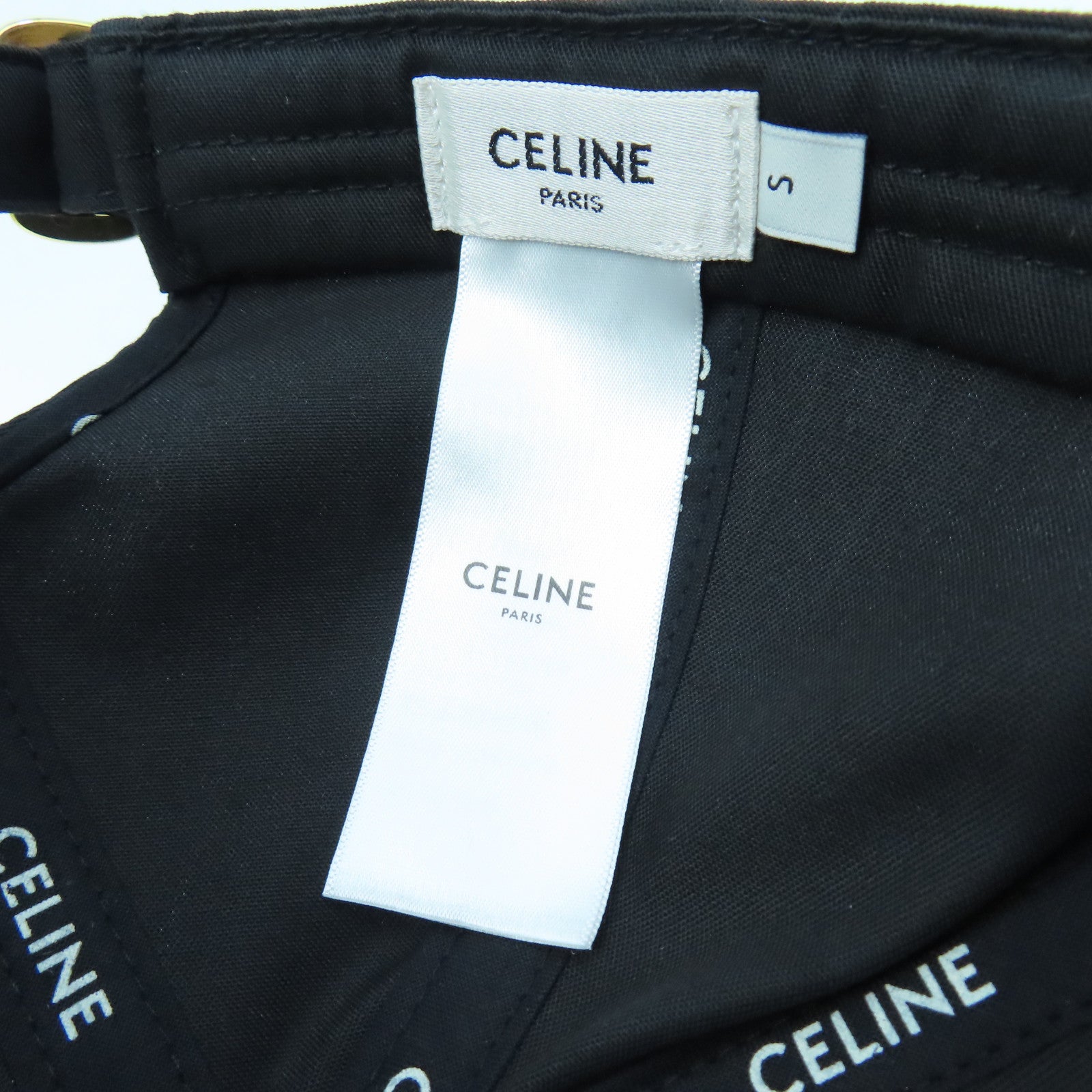 CELINE 绵质/聚酯纤维Hat金扣棒球帽黑色