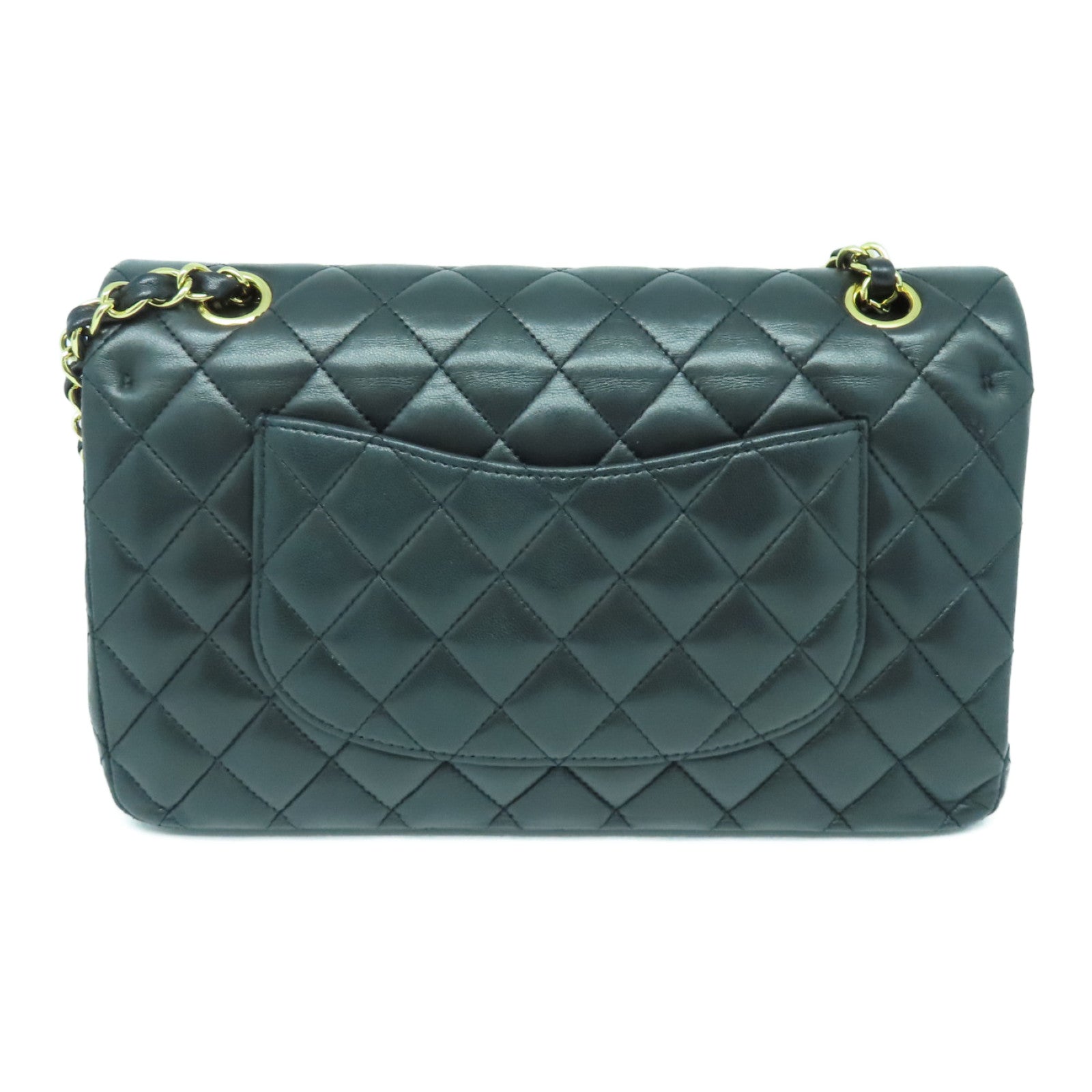 CHANEL 菱格羊皮皮革Classic Medium Bag金扣链带肩背袋黑色