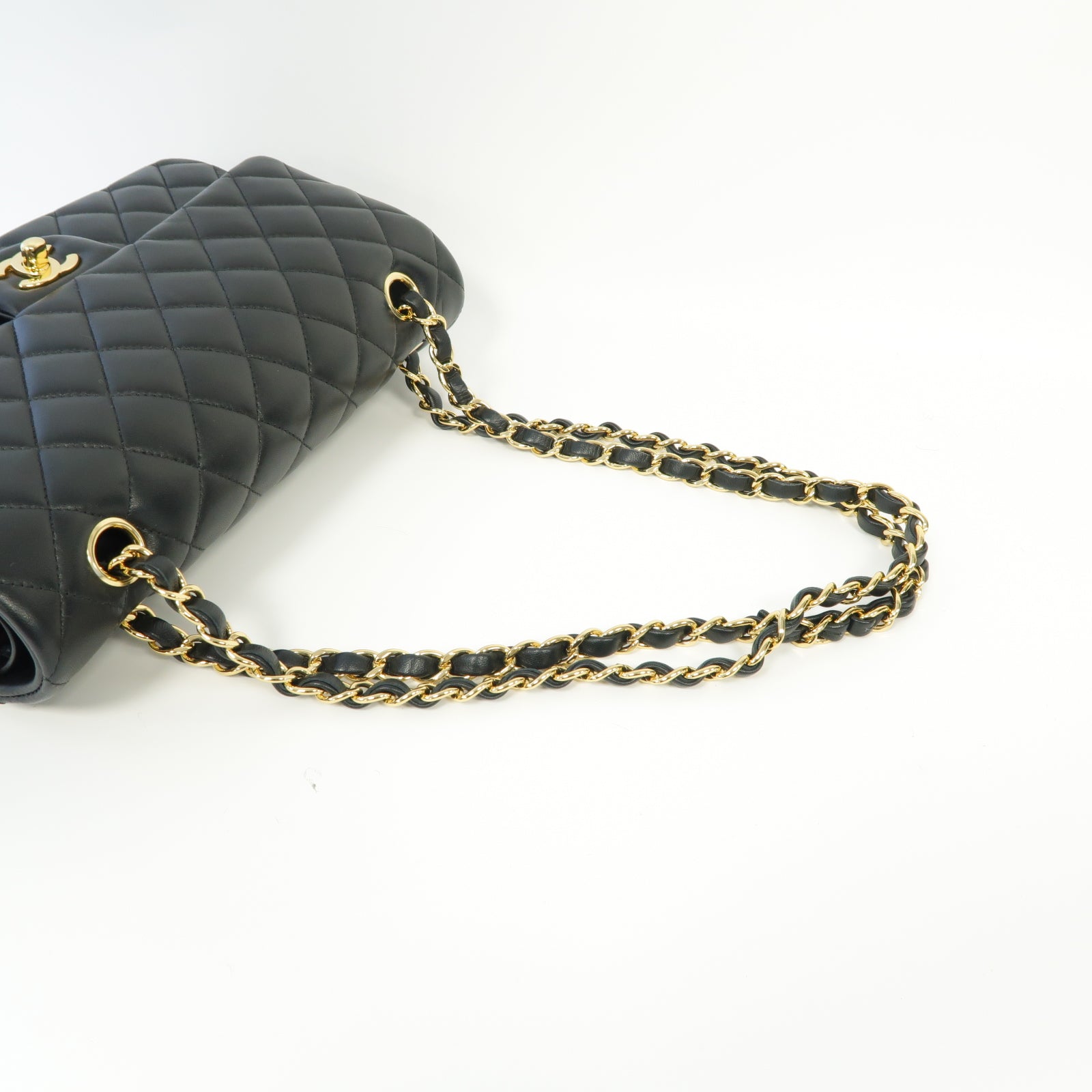 CHANEL 菱格羊皮皮革Classic 25金扣鏈帶肩背袋黒色