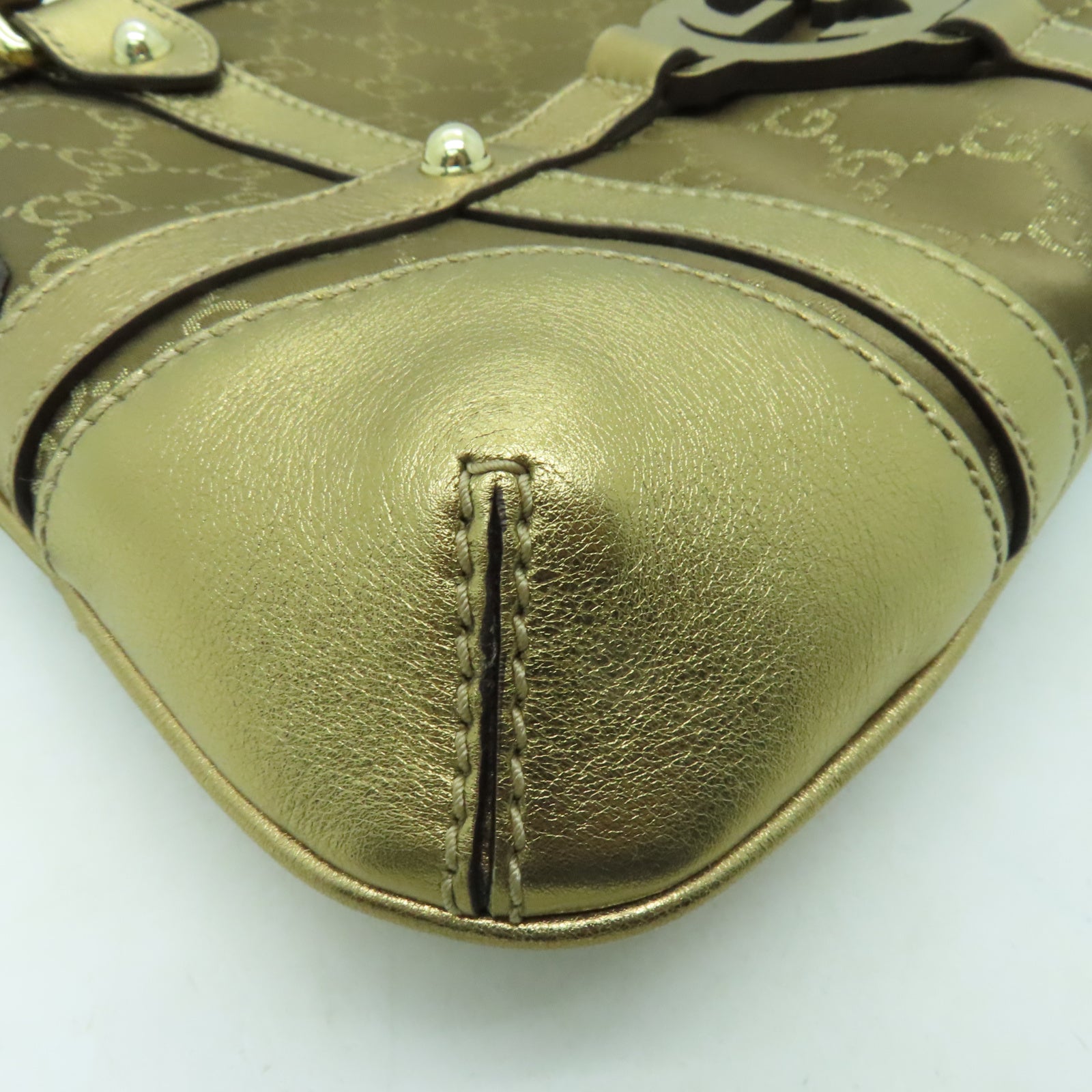 GUCCI 帆布Shoulder Bag金扣肩背袋金色