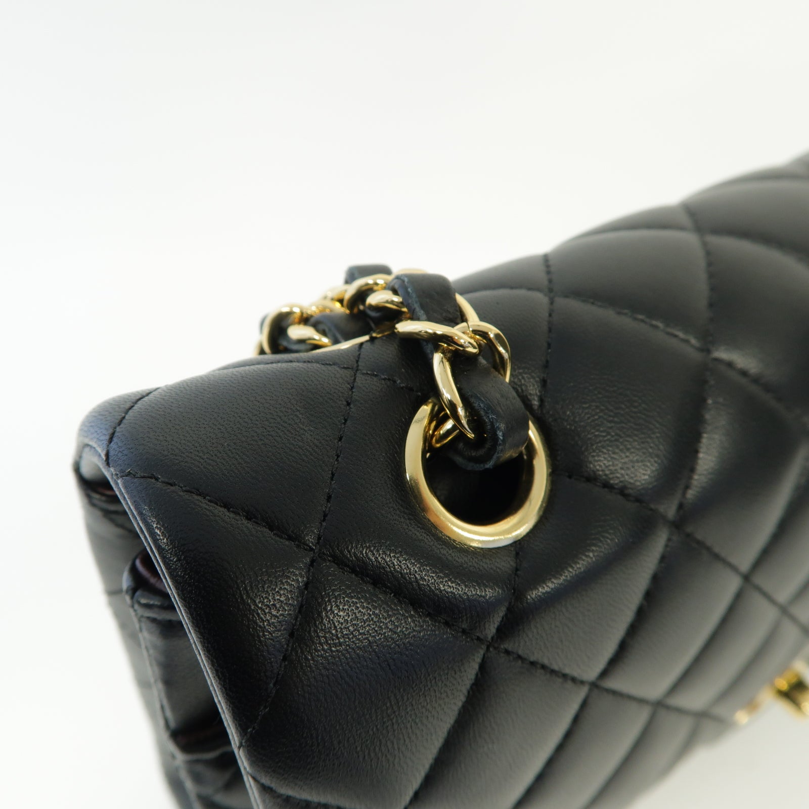 CHANEL 菱格羊皮皮革Classic 25金扣鏈帶肩背袋黒色