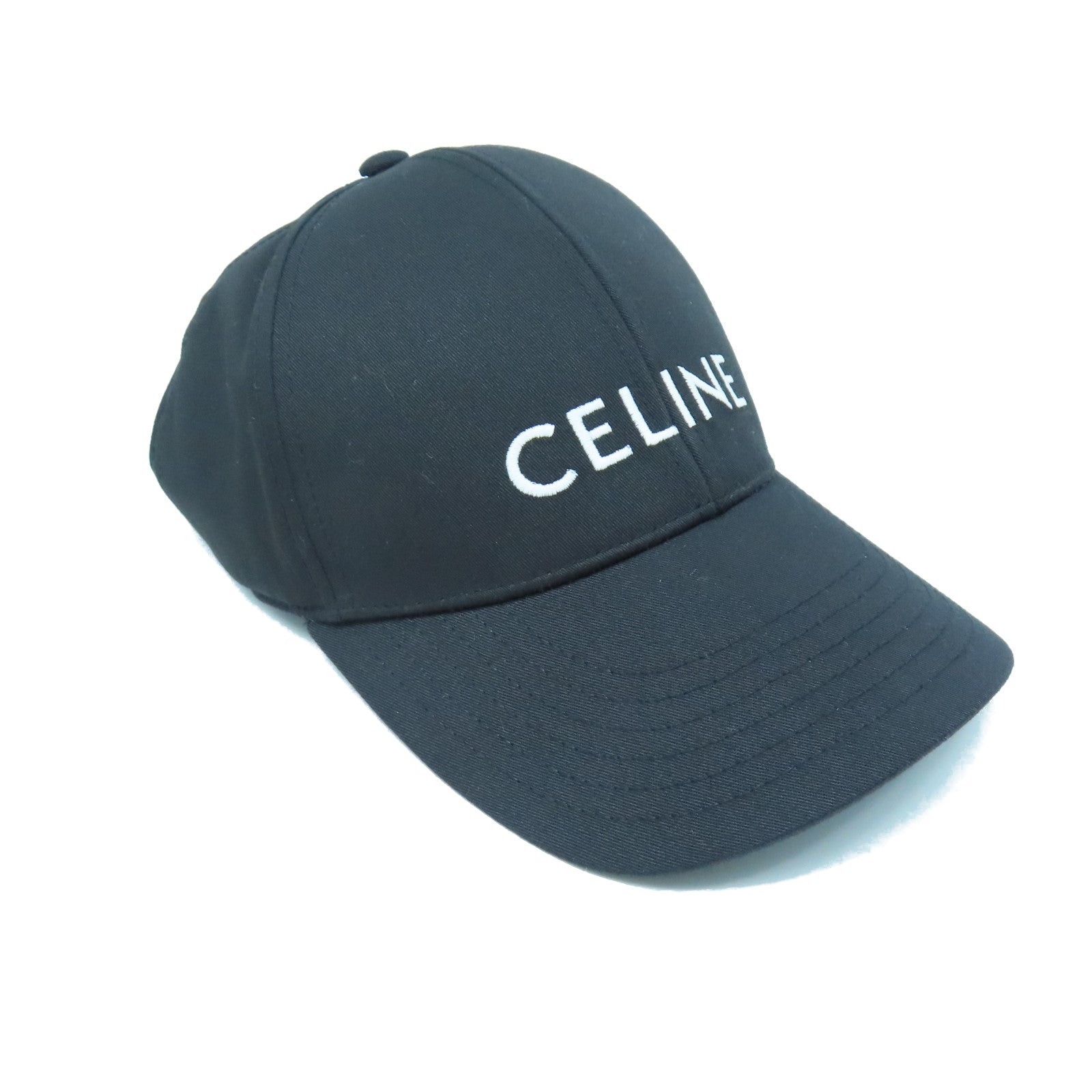 CELINE 绵质/聚酯纤维Hat金扣棒球帽黑色