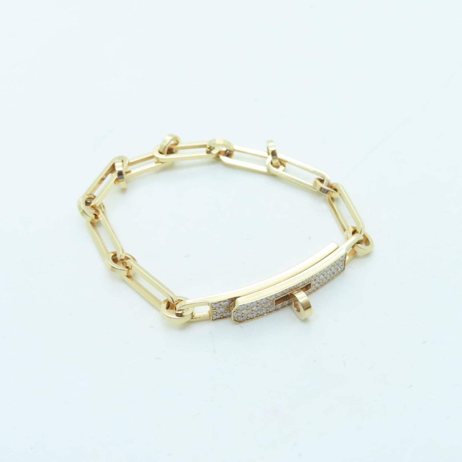 HERMES 18K玫瑰金Kelly Chaine Bracelet 0.62ct鑽石手環