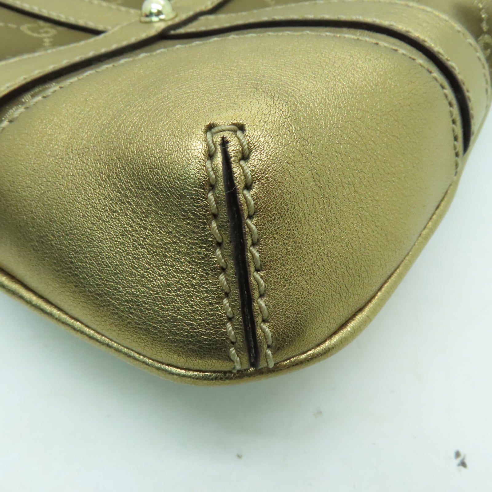 GUCCI 帆布Shoulder Bag金扣肩背袋金色
