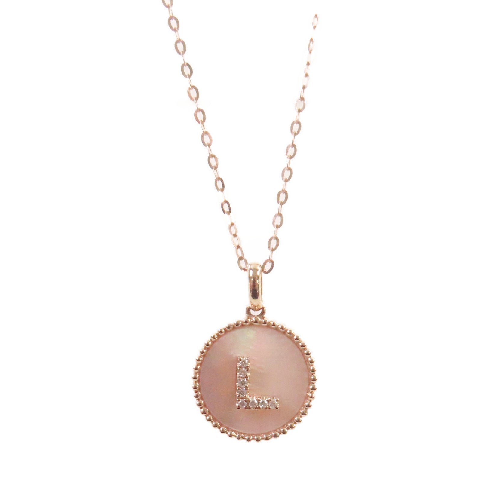 JEWELRY 18K玫瑰金/1.20ct珍珠母/0.023ct鑽石Diamond Necklace項鏈