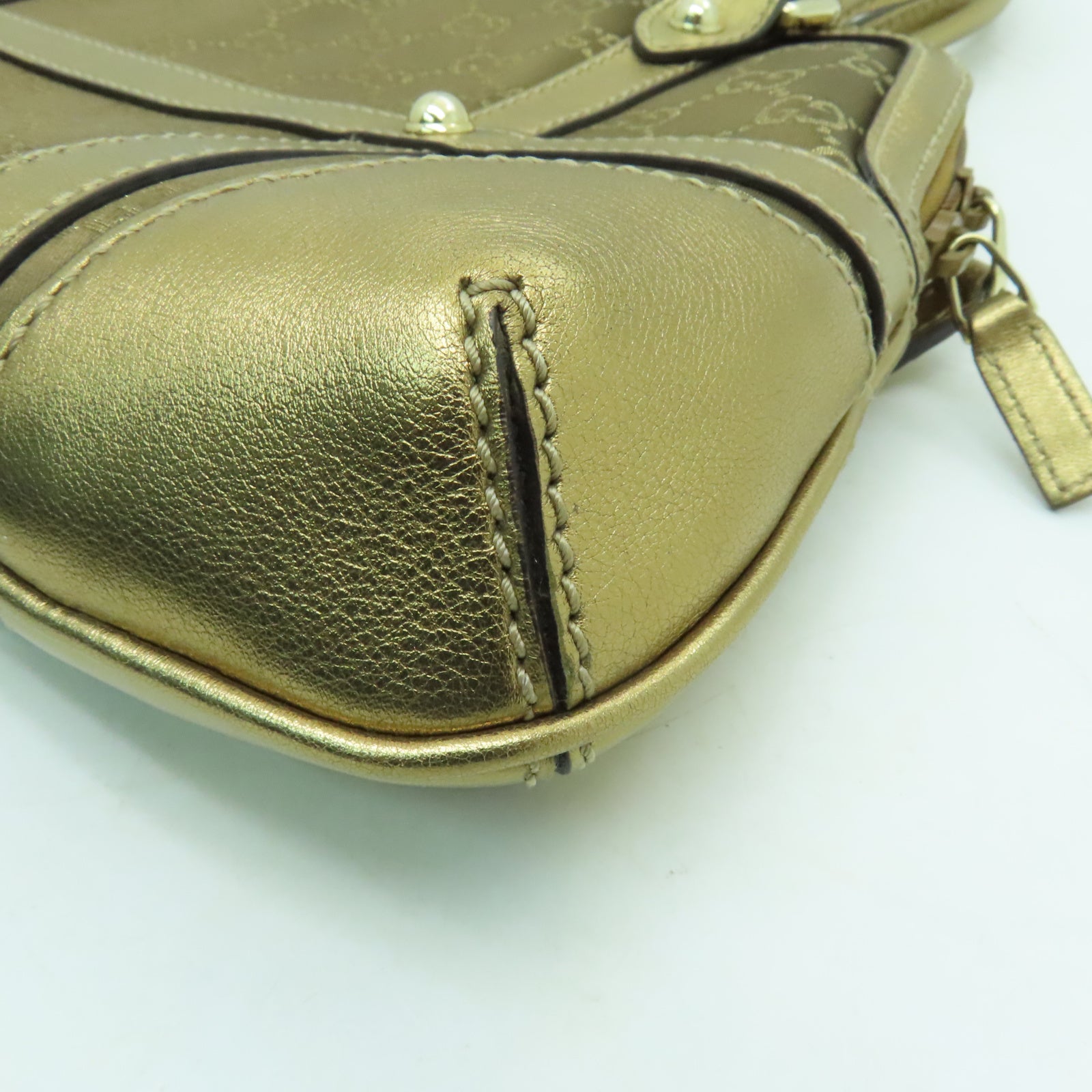 GUCCI 帆布Shoulder Bag金扣肩背袋金色
