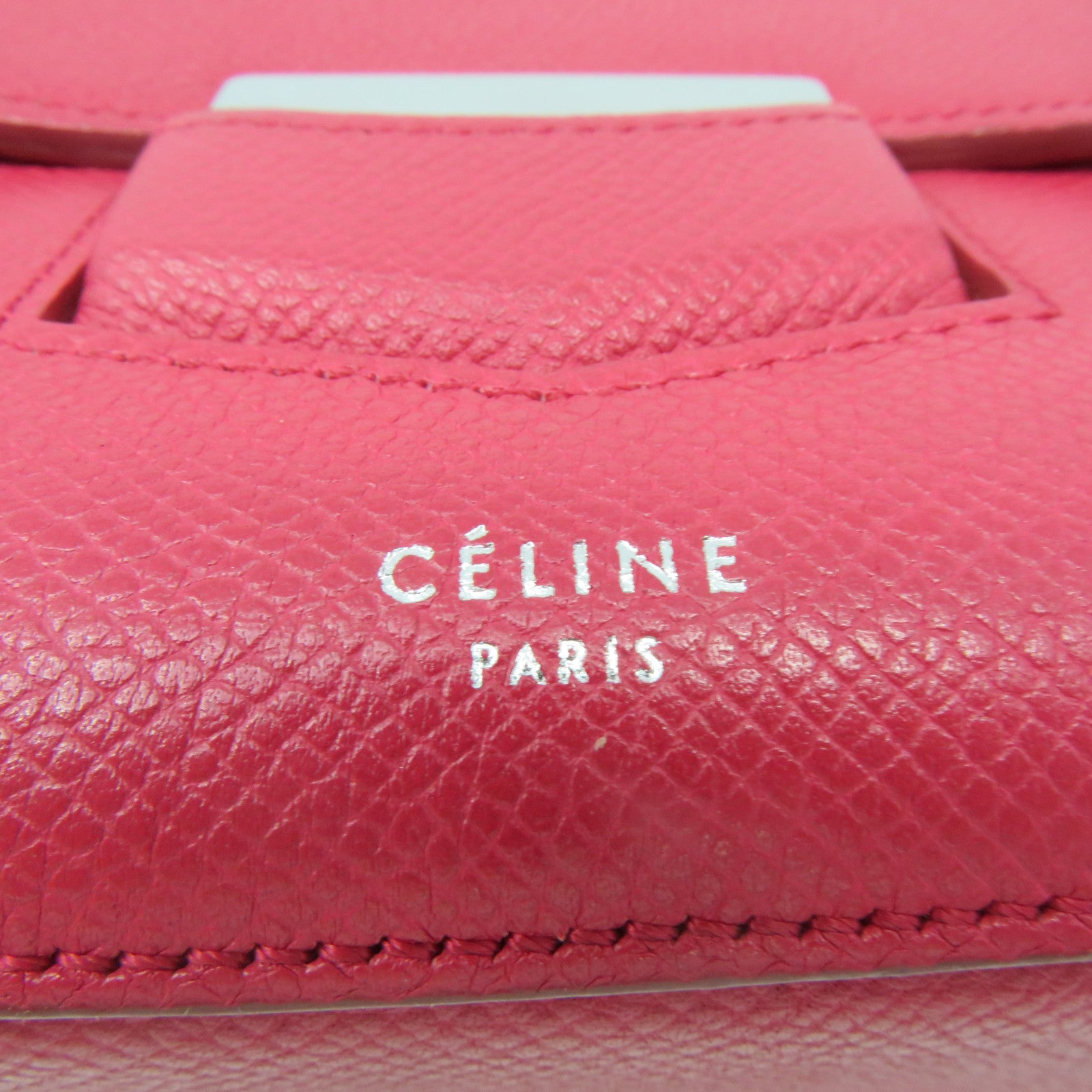 CELINE cowhide leather Shoulder Bag silver buckle shoulder bag pink