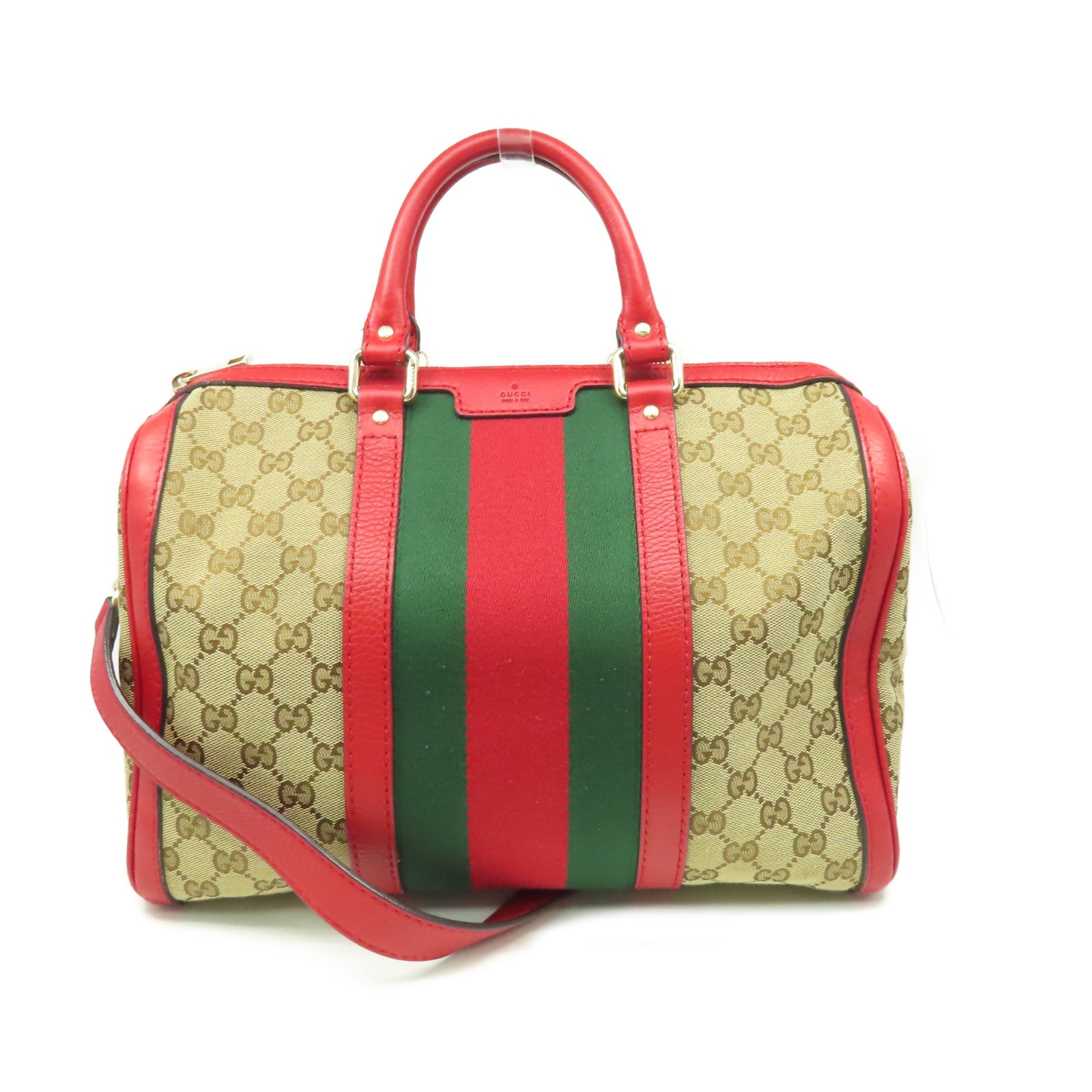 GUCCI GG帆布2Way Shoulder Bag手挽肩背兩用袋啡色/紅色