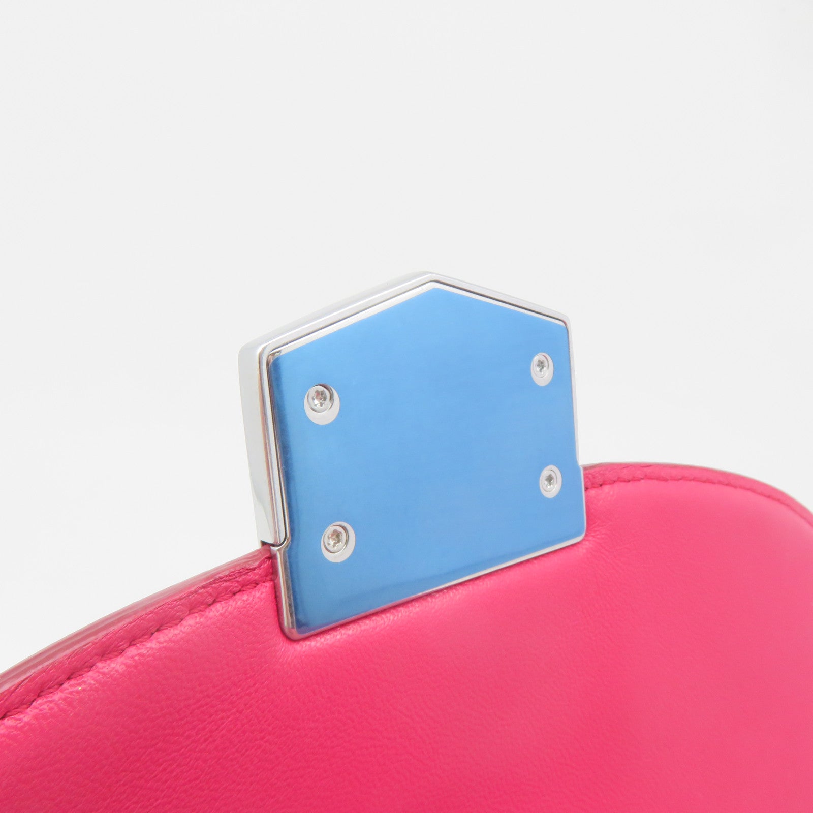 CELINE cowhide leather Shoulder Bag silver buckle shoulder bag pink
