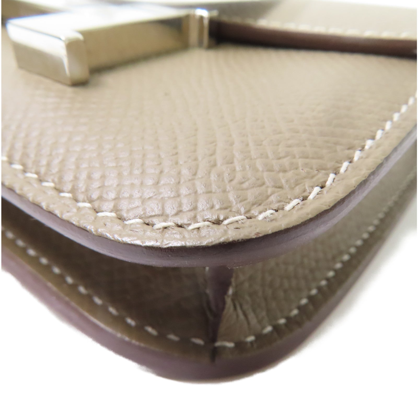 HERMES Epsom皮革Constance Slim Wallet銀扣短錢包啡色
