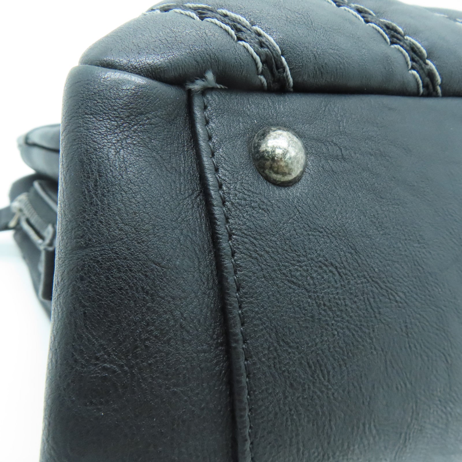 CHANEL [Sharp Discount] Twill Cowhide Leather 2 Way Shoulder Silver Buckle Handle Shoulder Back Dual-purpose Bag Black