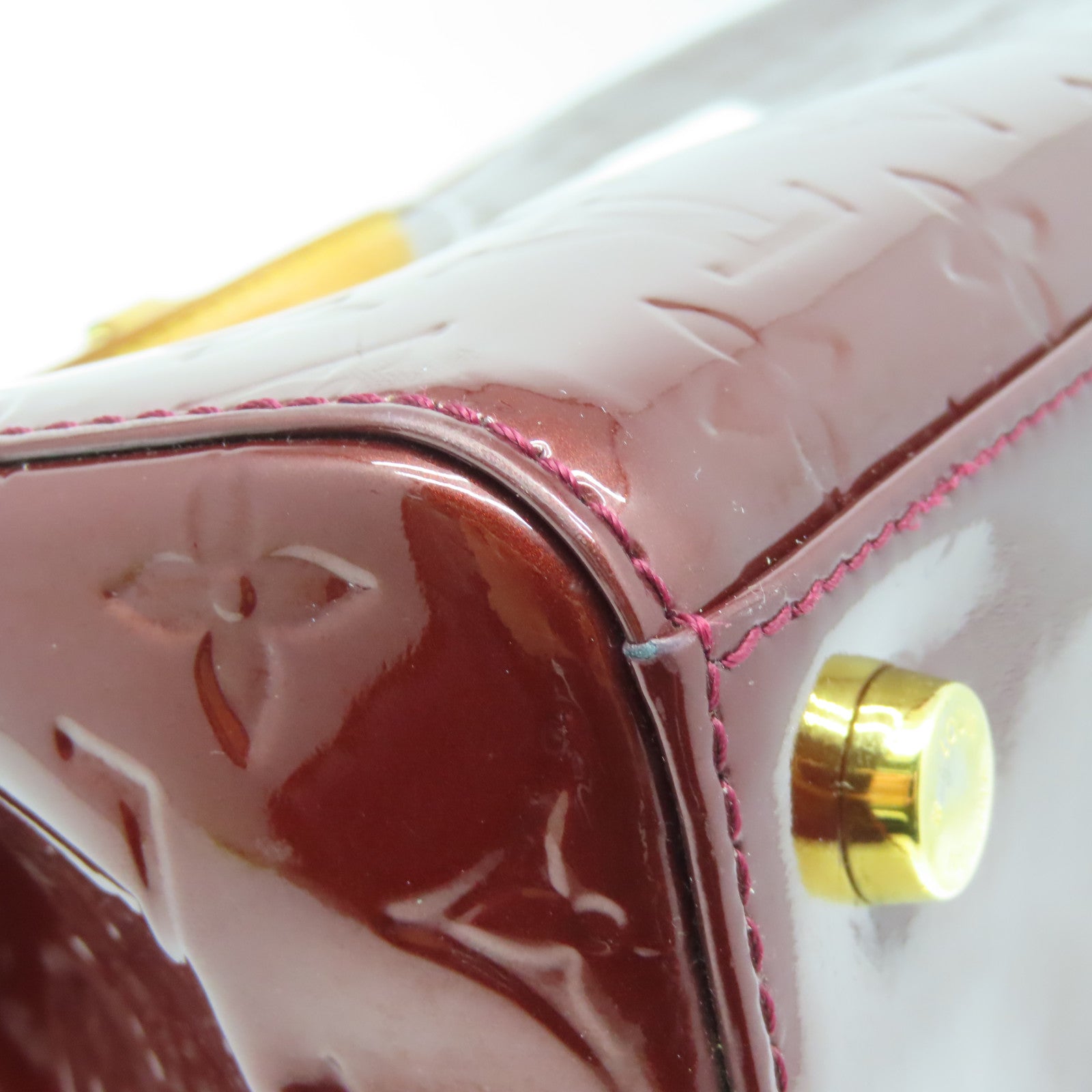 LOUIS VUITTON Monogram Vernis Brea MM金扣手挽肩背两用袋酒红色