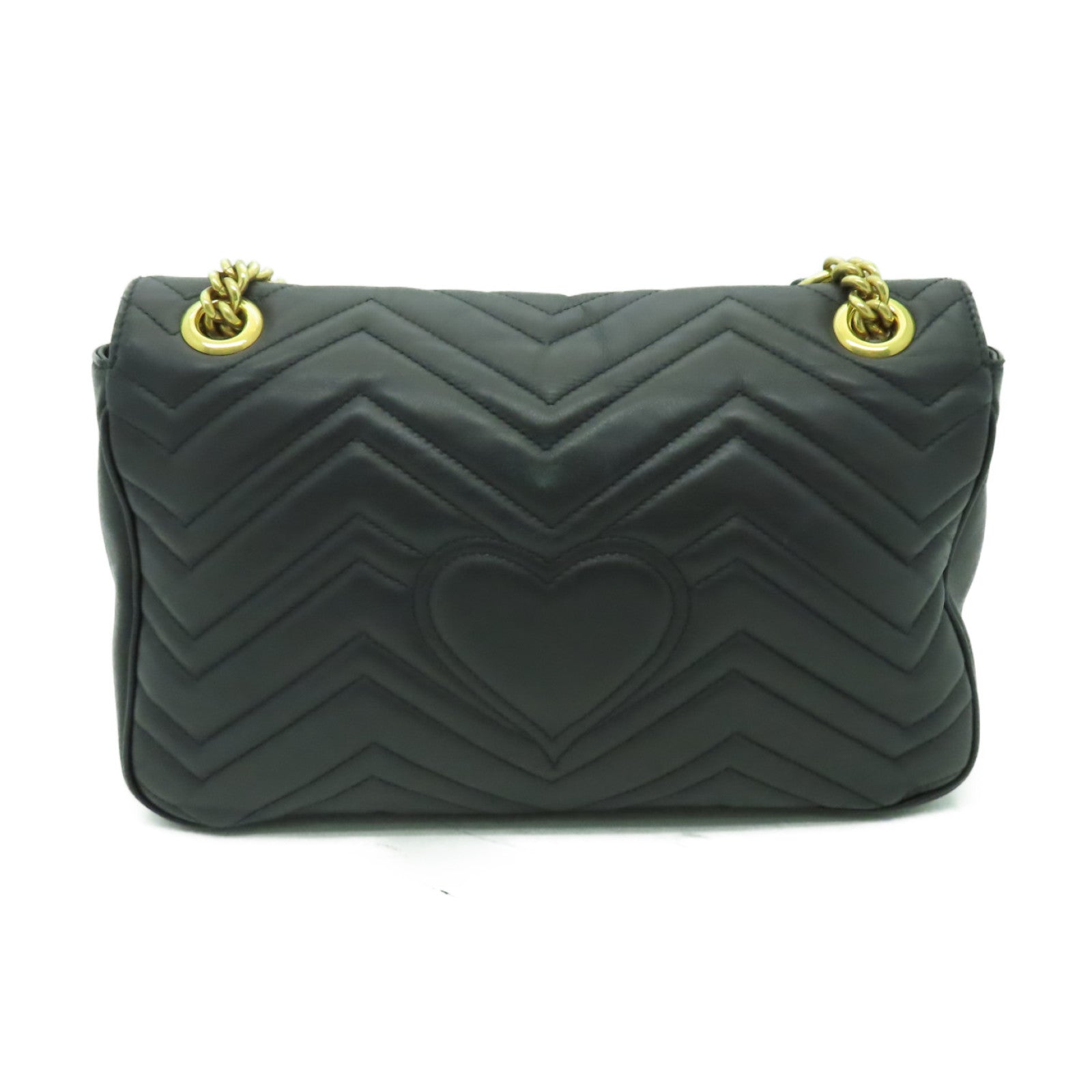 GUCCI 牛皮皮革GG Marmont Bag金扣鏈帶肩背袋黒色