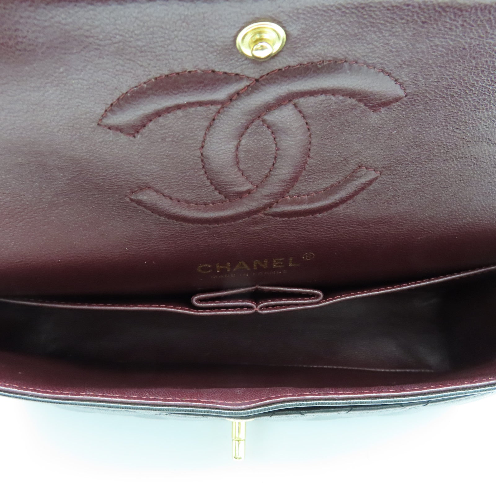 CHANEL 菱格羊皮皮革Classic Medium Bag金扣链带肩背袋黑色