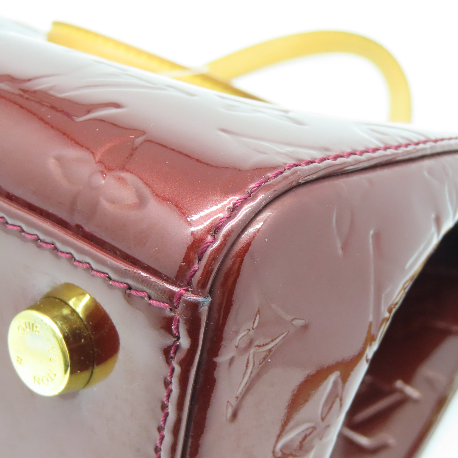 LOUIS VUITTON Monogram Vernis Brea MM金扣手挽肩背两用袋酒红色