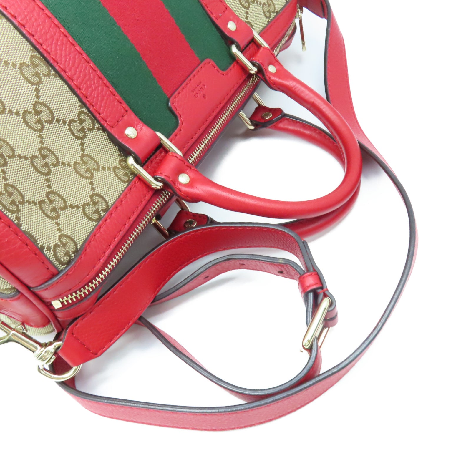 GUCCI GG帆布2Way Shoulder Bag手挽肩背兩用袋啡色/紅色