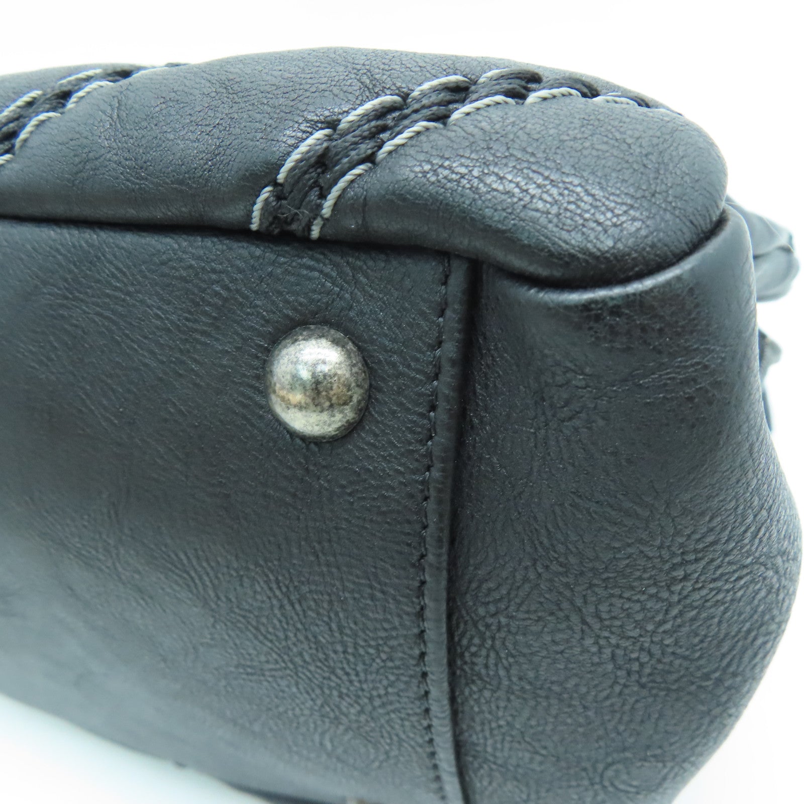 CHANEL [Sharp Discount] Twill Cowhide Leather 2 Way Shoulder Silver Buckle Handle Shoulder Back Dual-purpose Bag Black