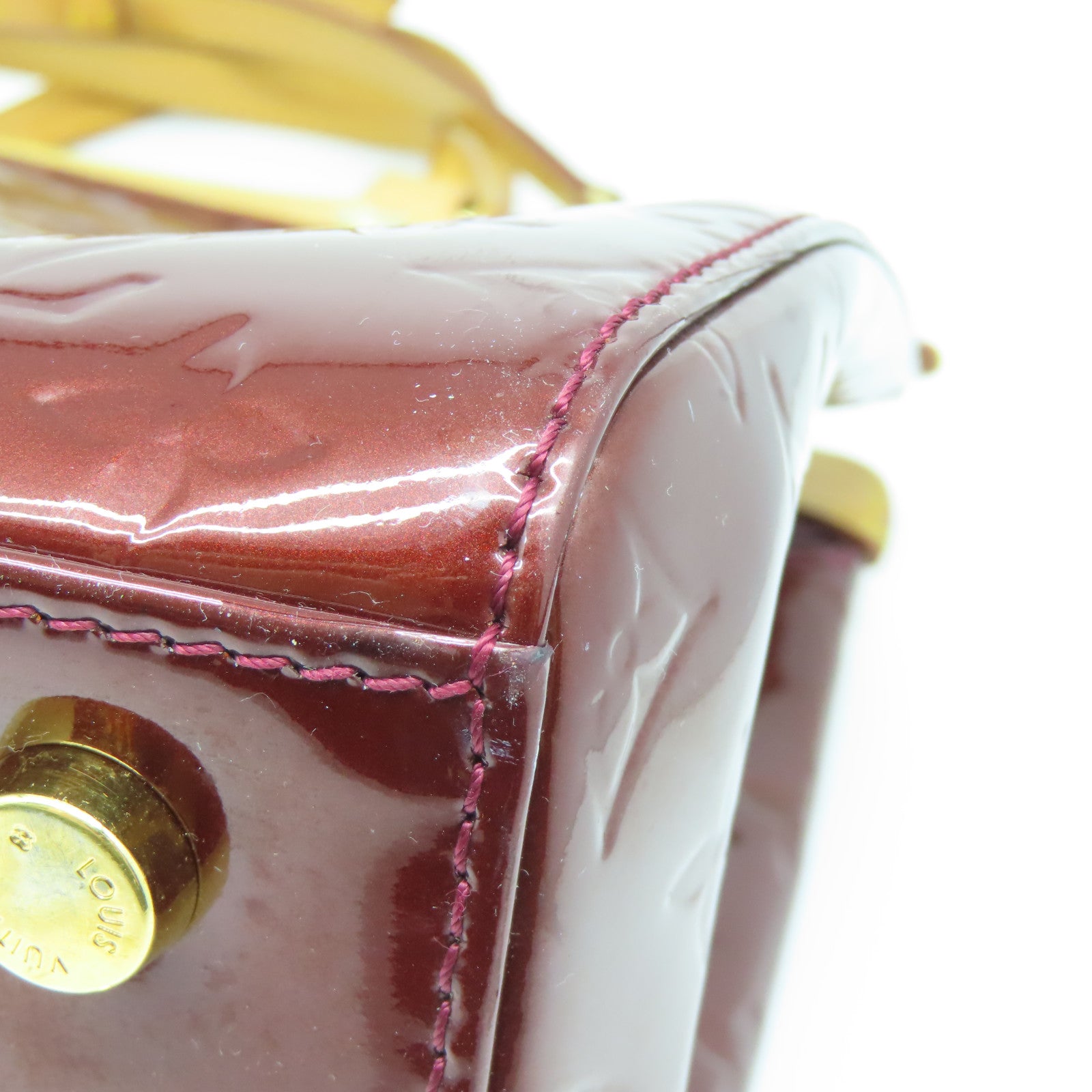 LOUIS VUITTON Monogram Vernis Brea MM金扣手挽肩背两用袋酒红色