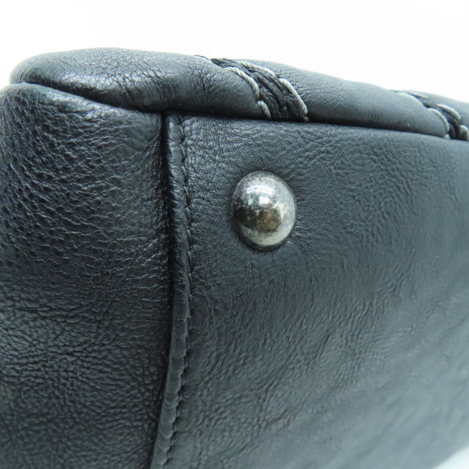 CHANEL [Sharp Discount] Twill Cowhide Leather 2 Way Shoulder Silver Buckle Handle Shoulder Back Dual-purpose Bag Black