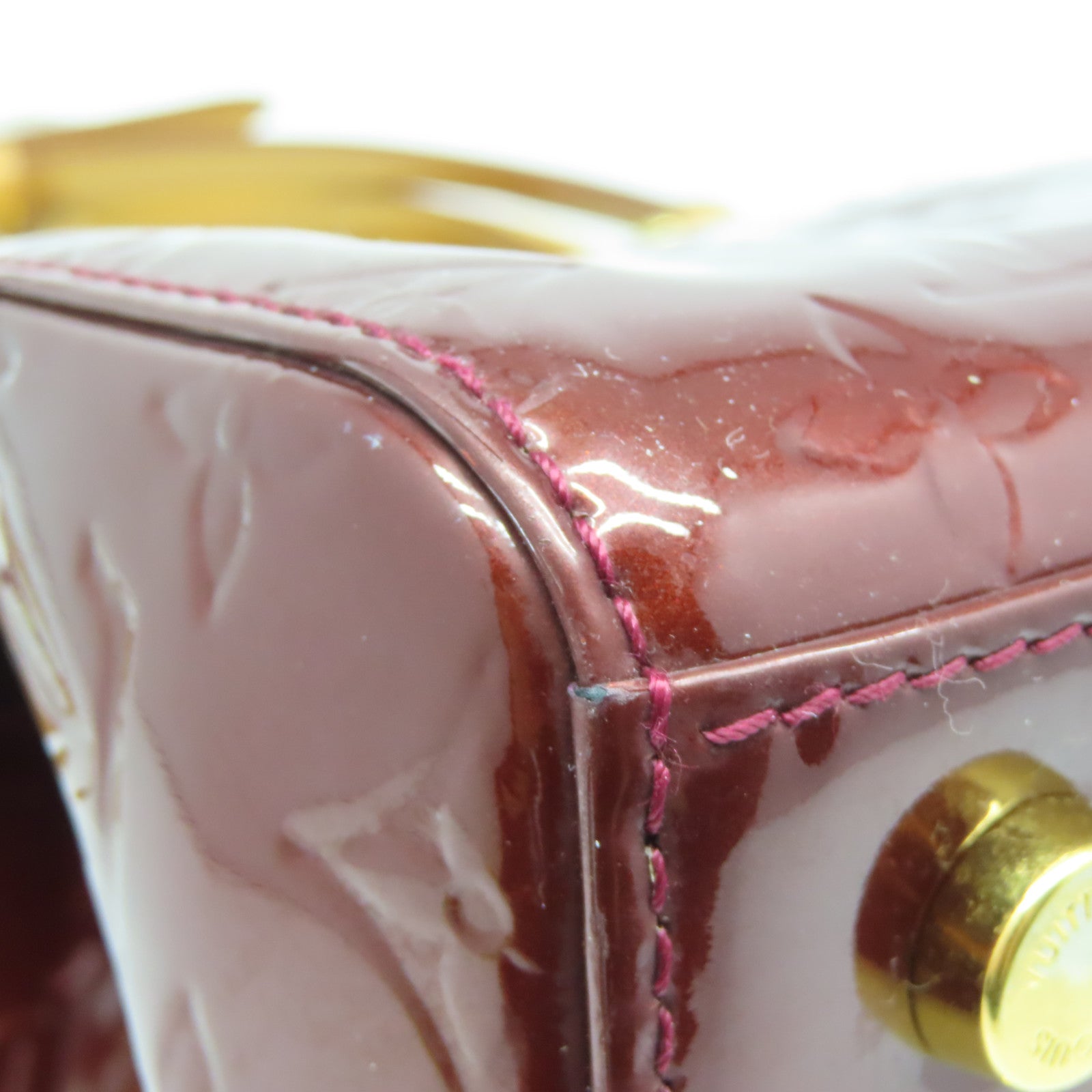 LOUIS VUITTON Monogram Vernis Brea MM金扣手挽肩背两用袋酒红色