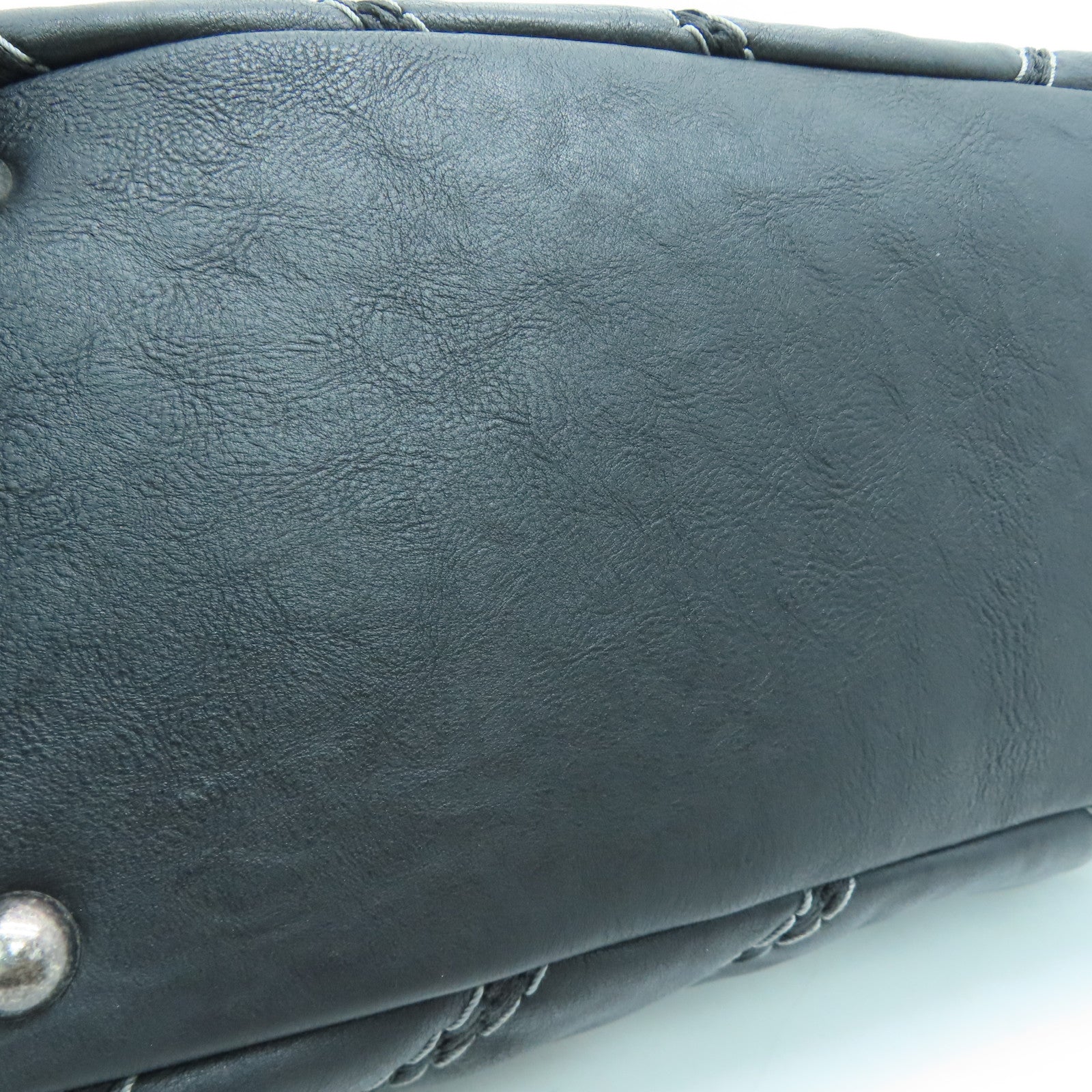 CHANEL [Sharp Discount] Twill Cowhide Leather 2 Way Shoulder Silver Buckle Handle Shoulder Back Dual-purpose Bag Black