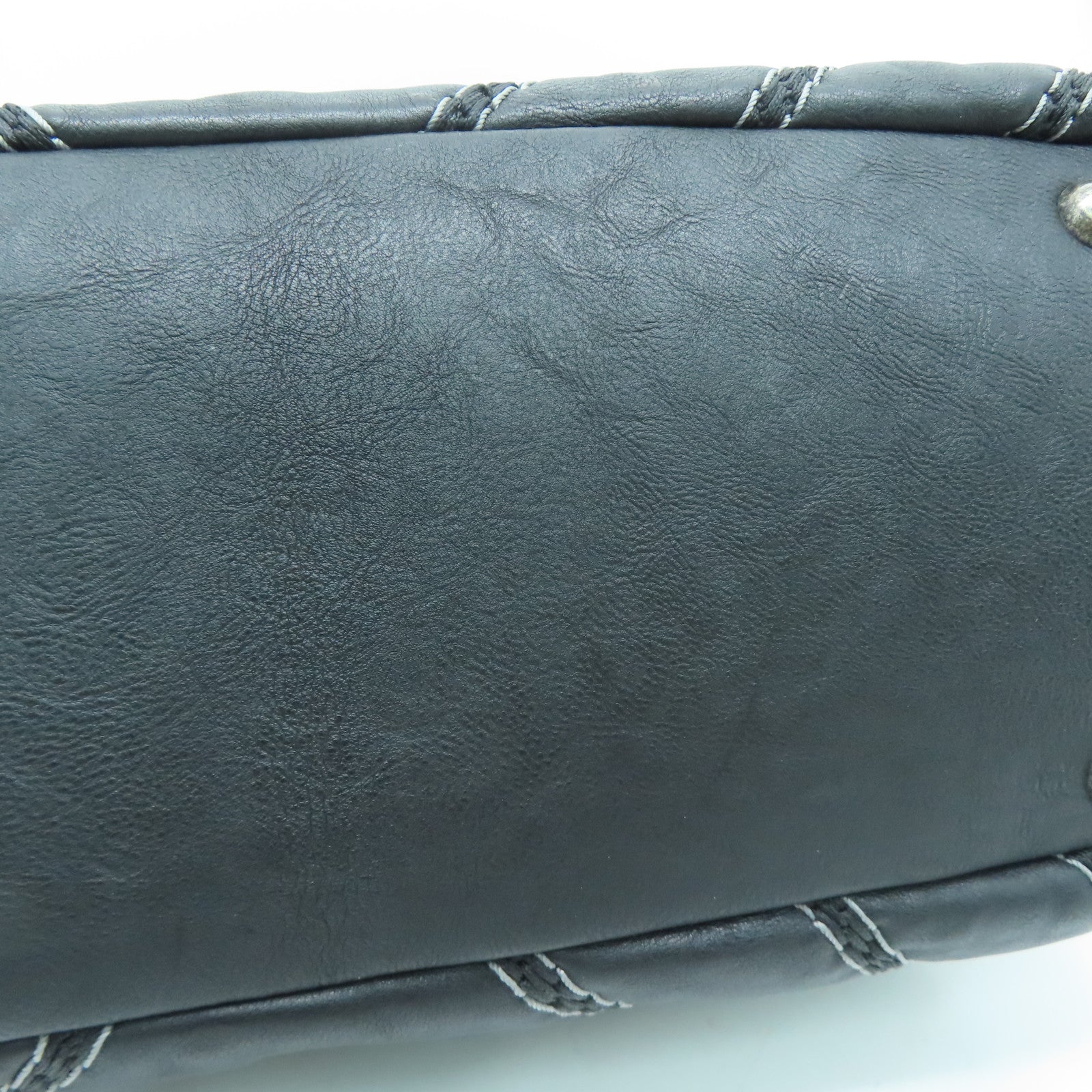 CHANEL [Sharp Discount] Twill Cowhide Leather 2 Way Shoulder Silver Buckle Handle Shoulder Back Dual-purpose Bag Black