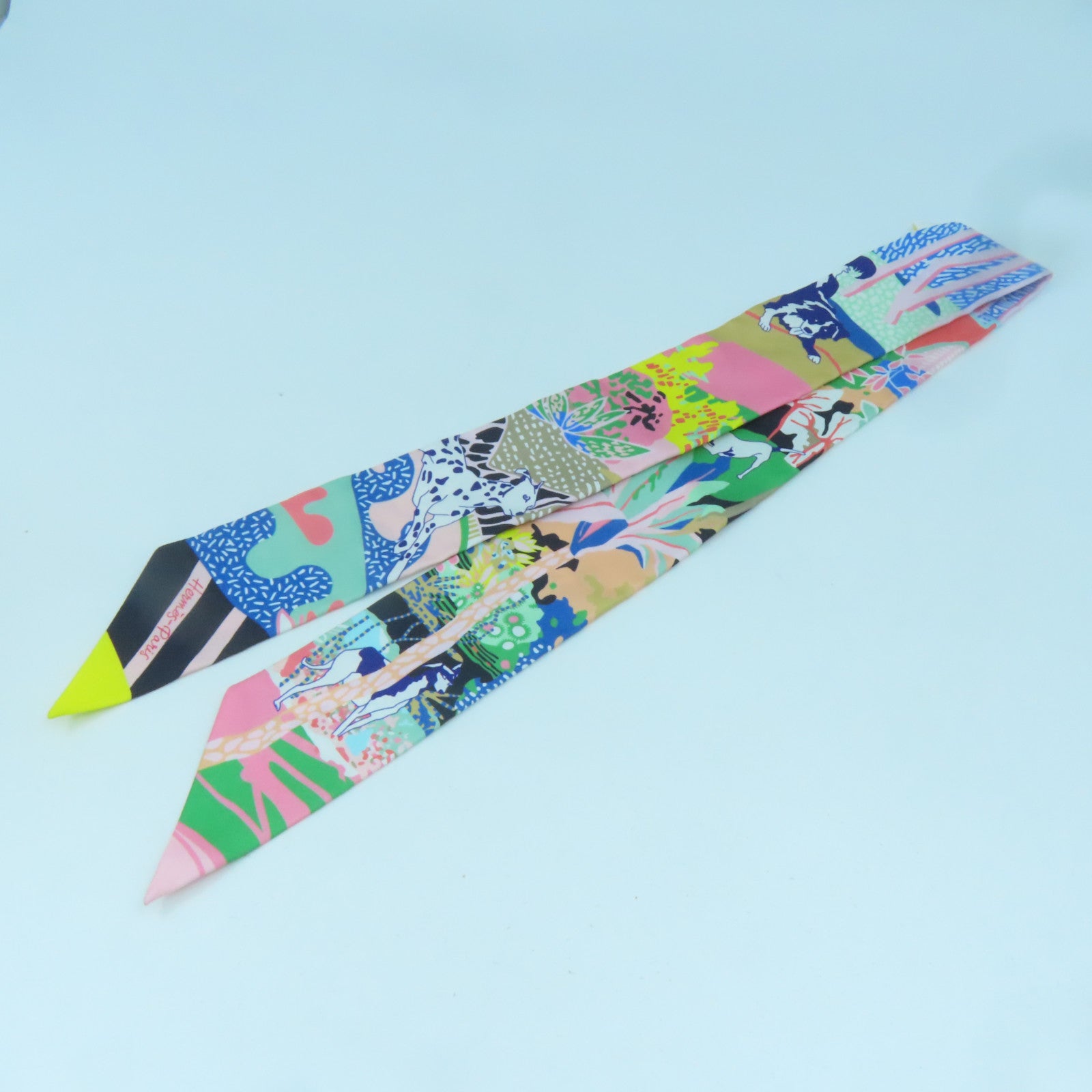 HERMES 絲質Twilly絲巾彩色