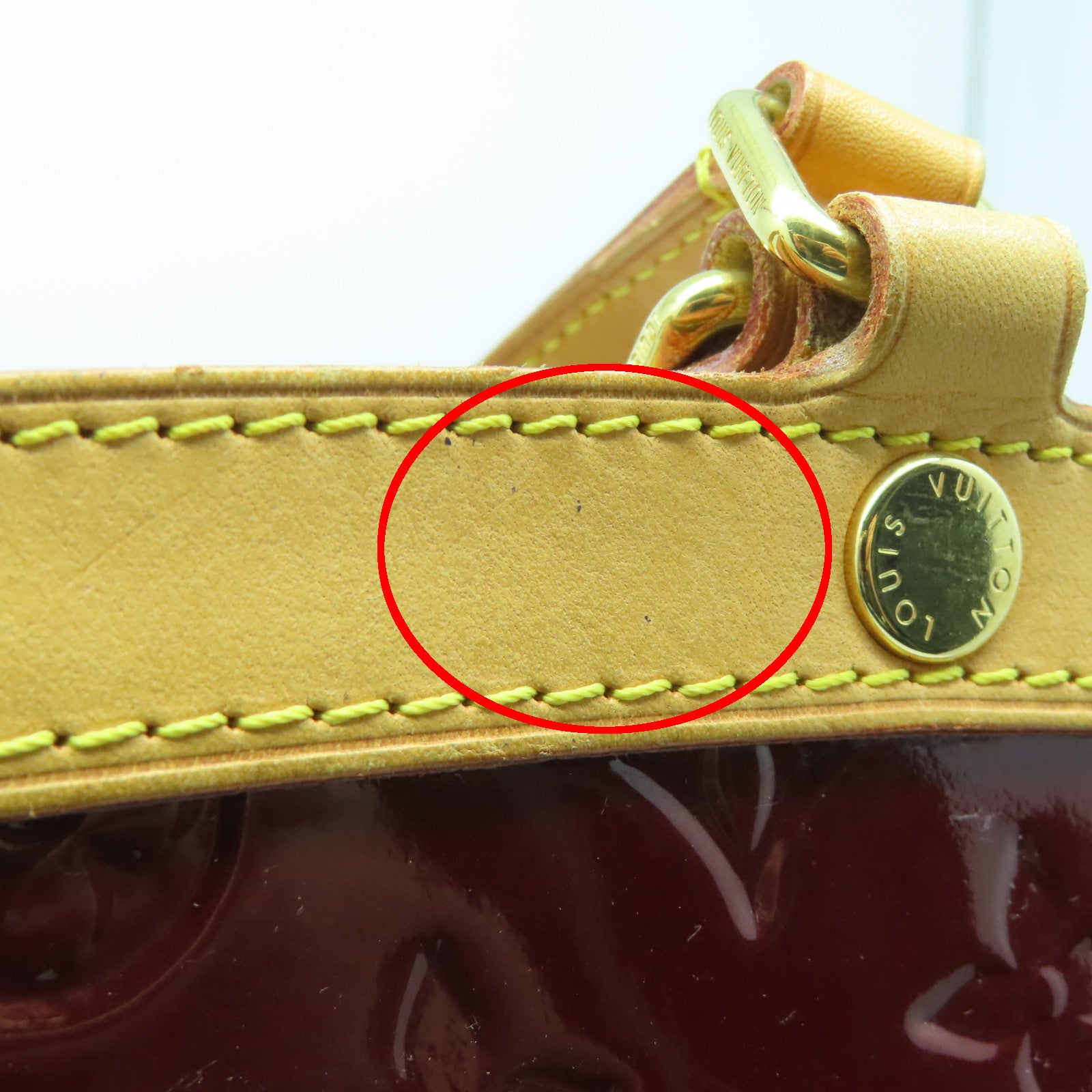 LOUIS VUITTON Monogram Vernis Brea MM金扣手挽肩背两用袋酒红色