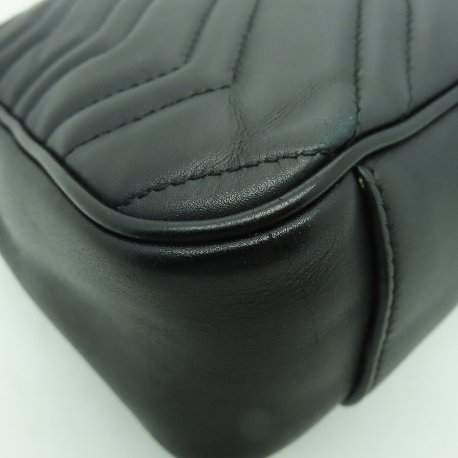 GUCCI 牛皮皮革GG Marmont Bag金扣鏈帶肩背袋黒色