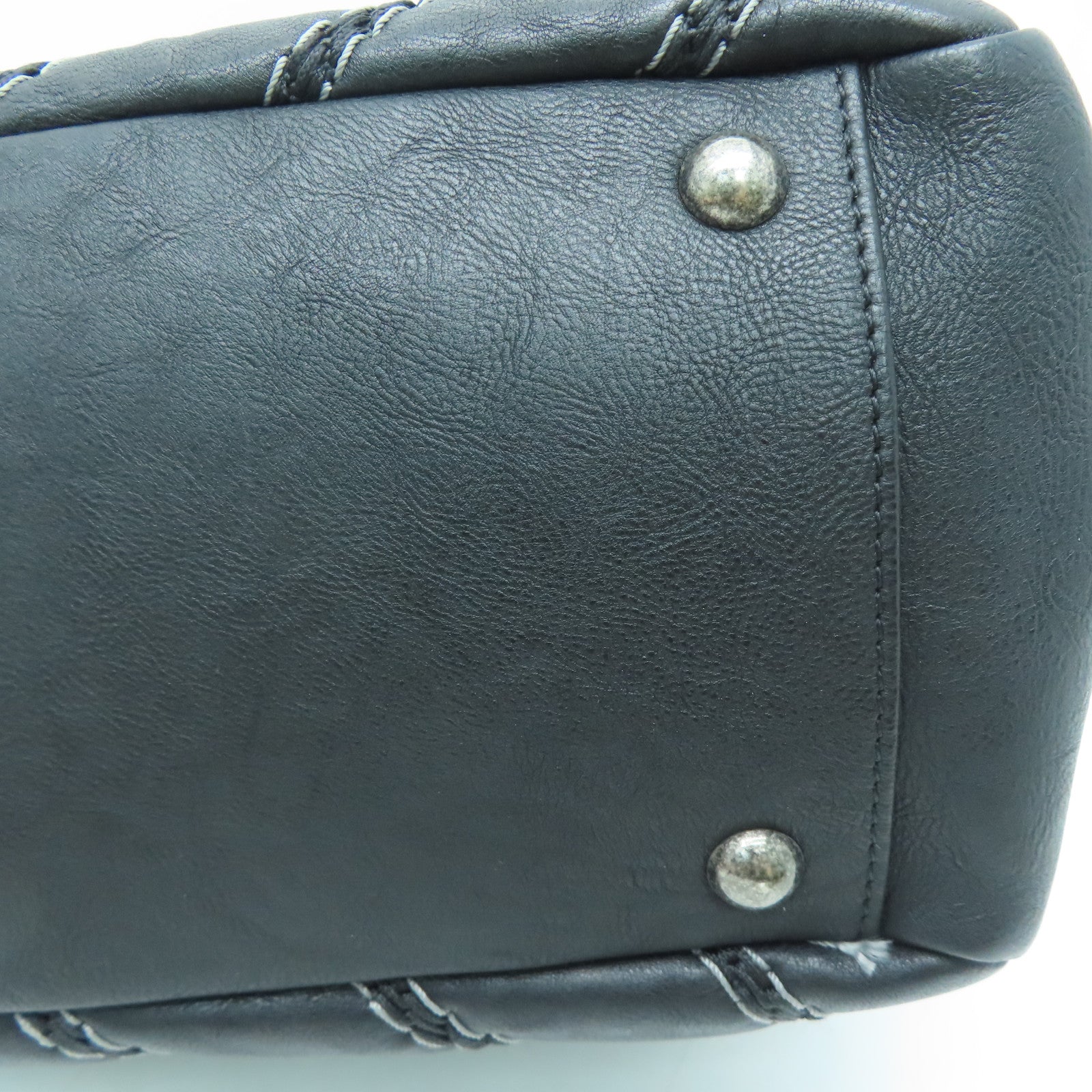 CHANEL [Sharp Discount] Twill Cowhide Leather 2 Way Shoulder Silver Buckle Handle Shoulder Back Dual-purpose Bag Black