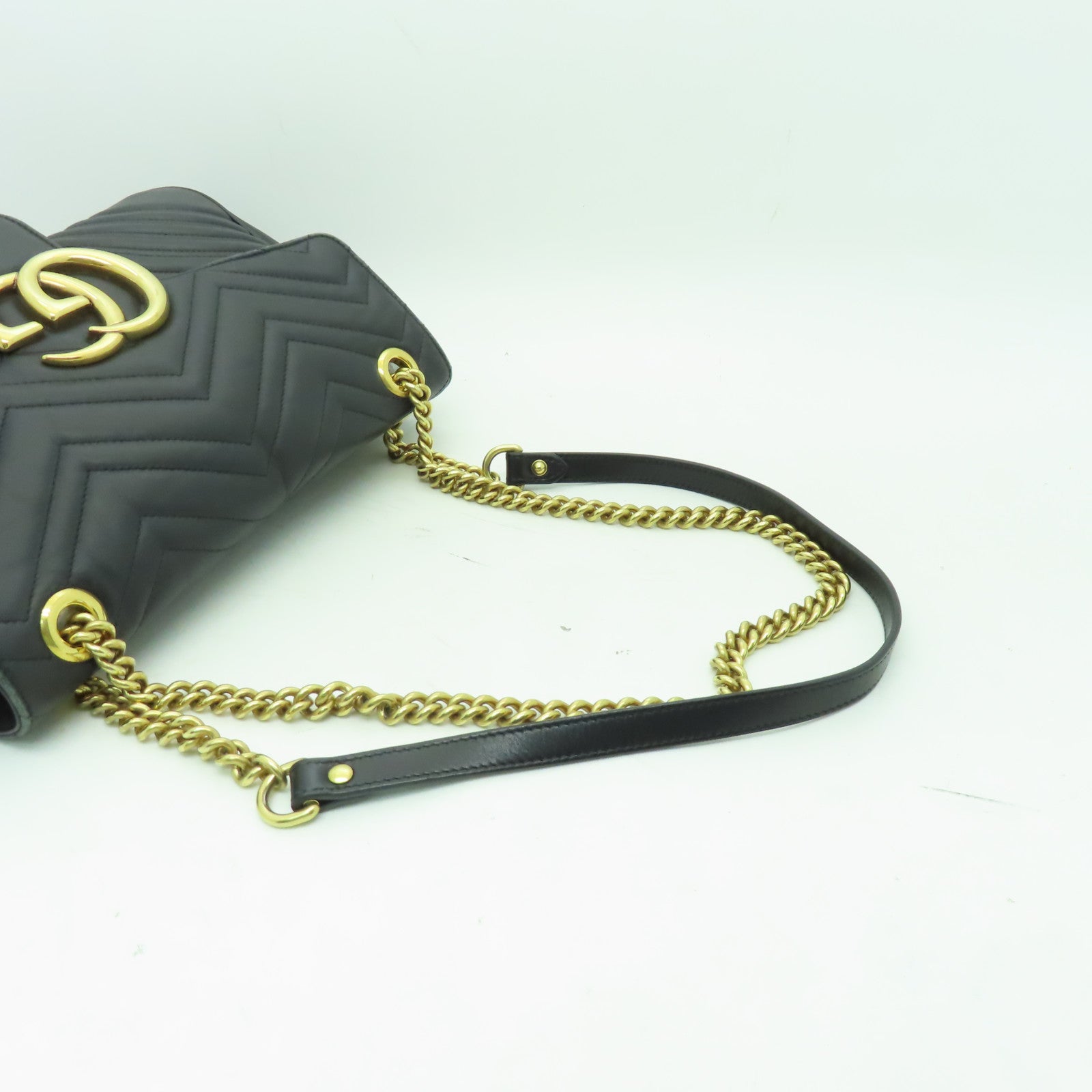 GUCCI 牛皮皮革GG Marmont Bag金扣鏈帶肩背袋黒色