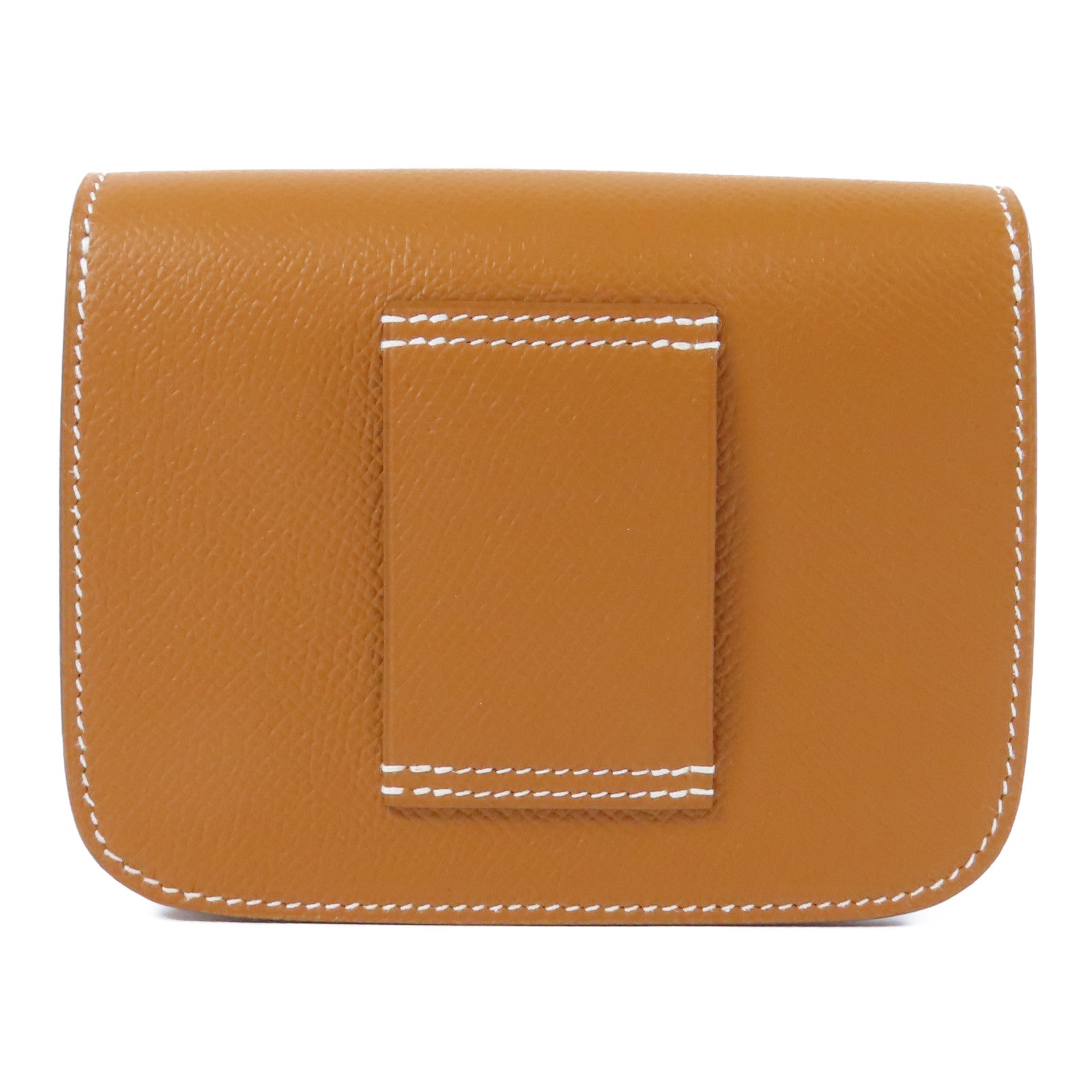 HERMES Epsom皮革Constance Slim銀扣錢包Gold經典駝色