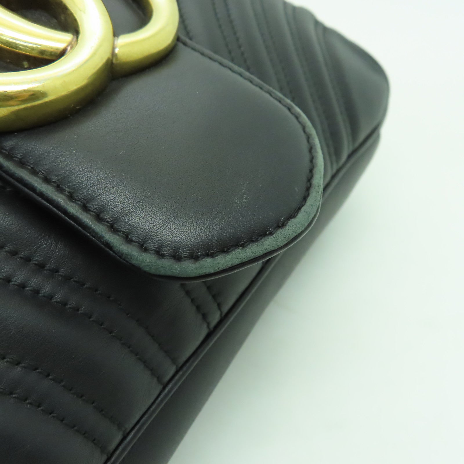 GUCCI 牛皮皮革GG Marmont Bag金扣鏈帶肩背袋黒色