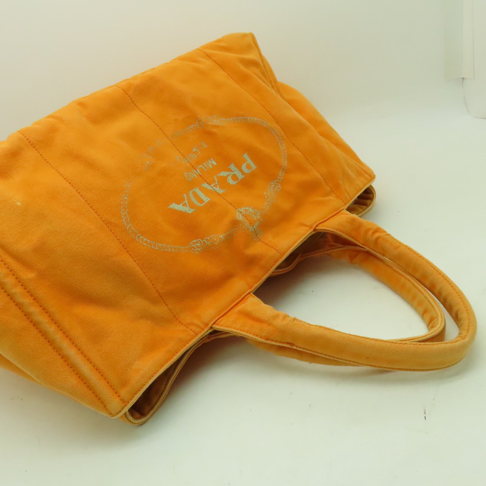 PRADA 帆布Hand Bag金扣手挽袋橙色