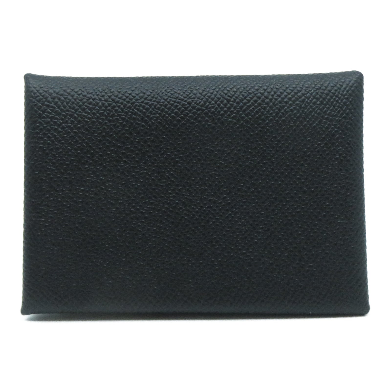 HERMES Epsom皮革Calvi Due銀扣卡片套Noir黑色